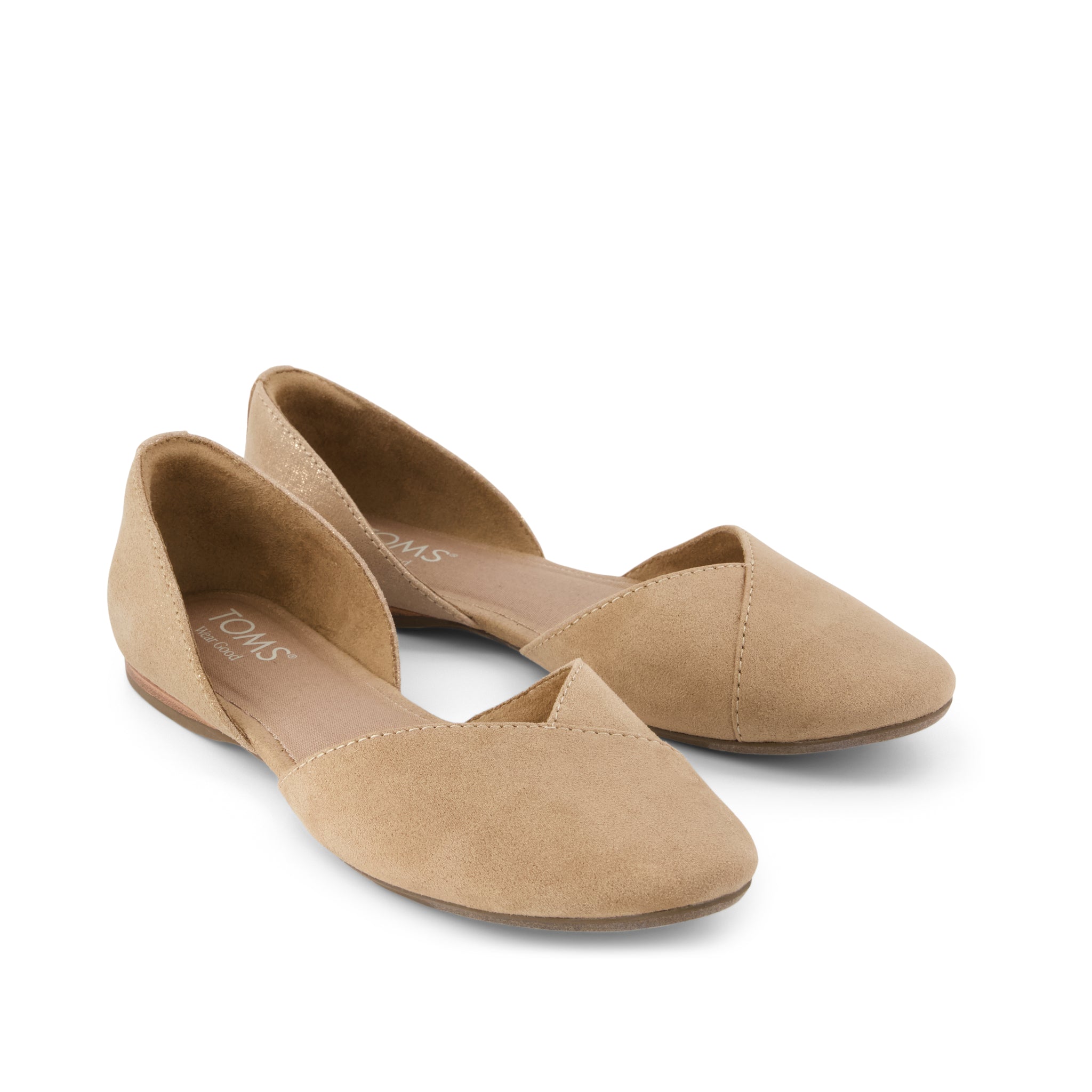 Gemma D'Orsay Flat - Taupe Metallic Crosshatch Suede Front View