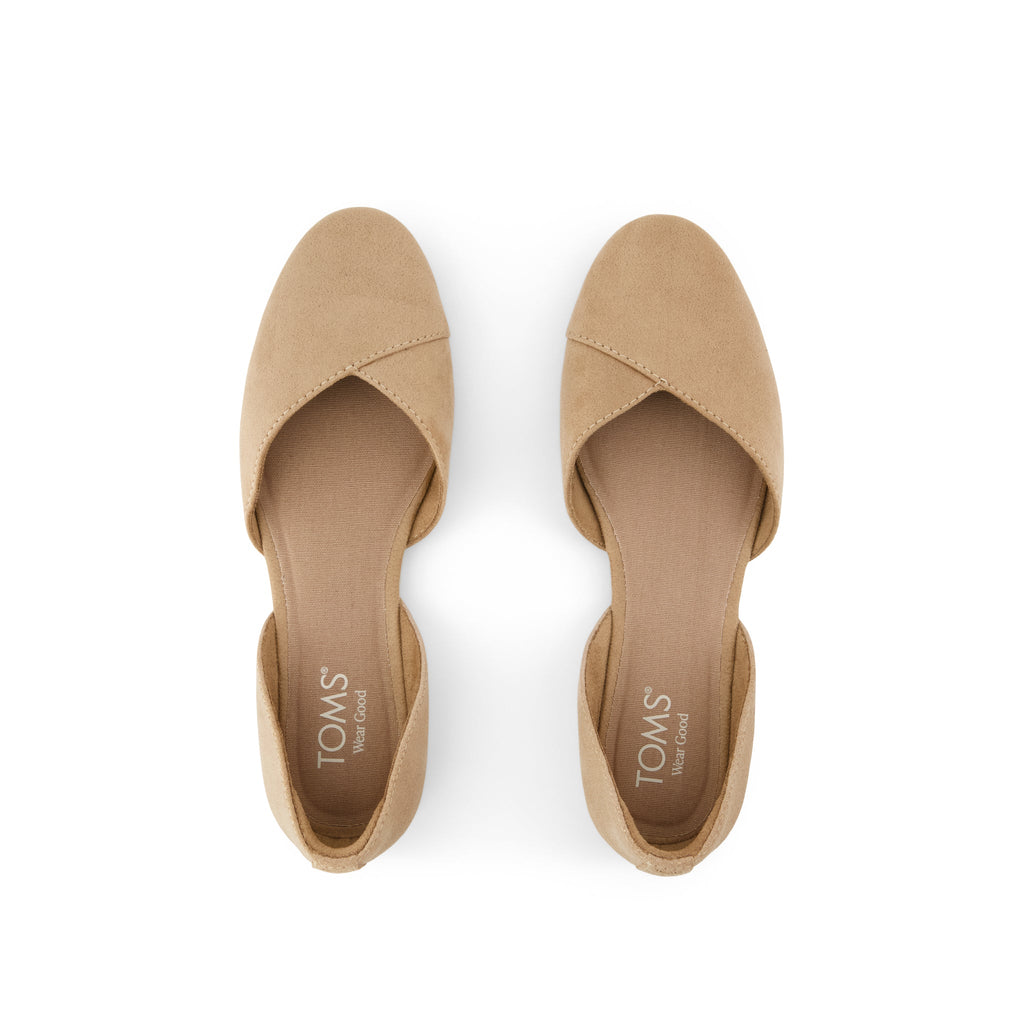 Gemma D'Orsay Flat - Taupe Metallic Crosshatch Suede Top View