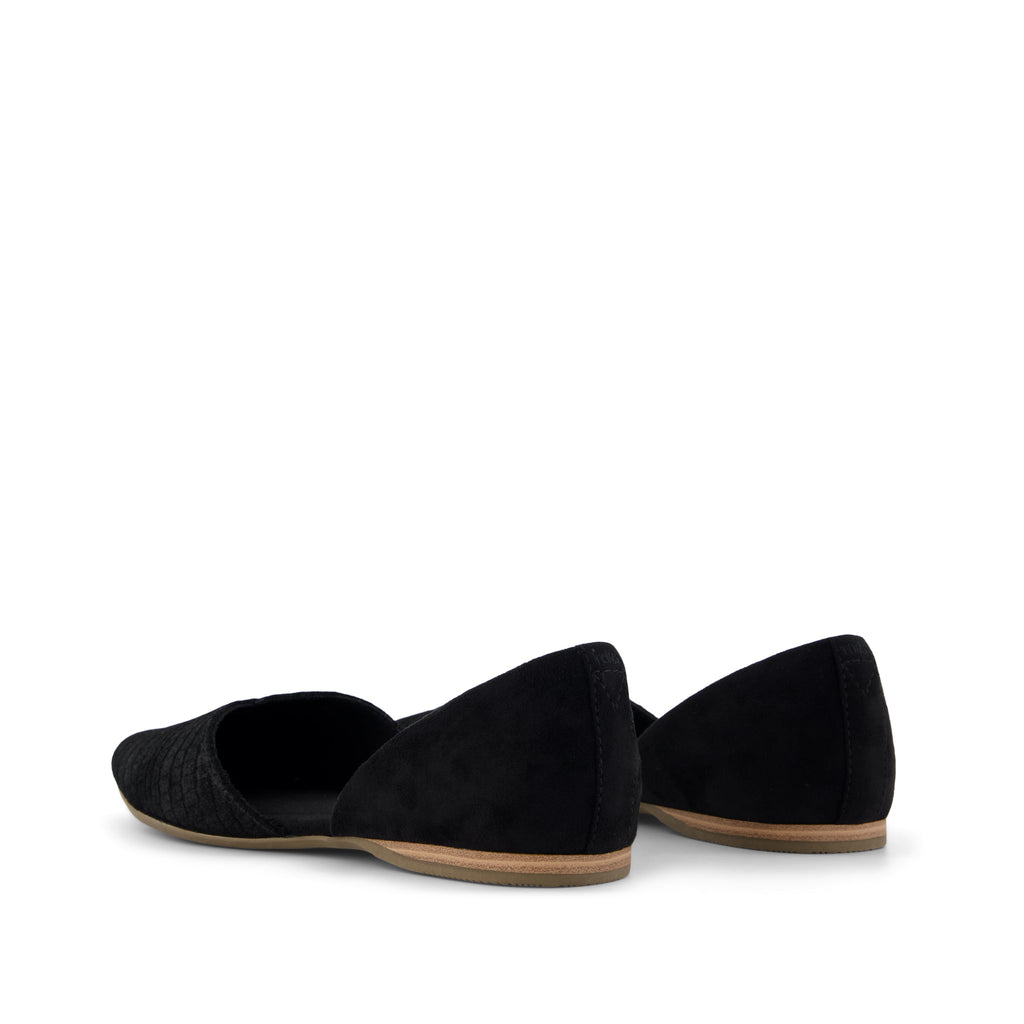 Gemma D'Orsay Flat - Black Croc Microsuede Back View
