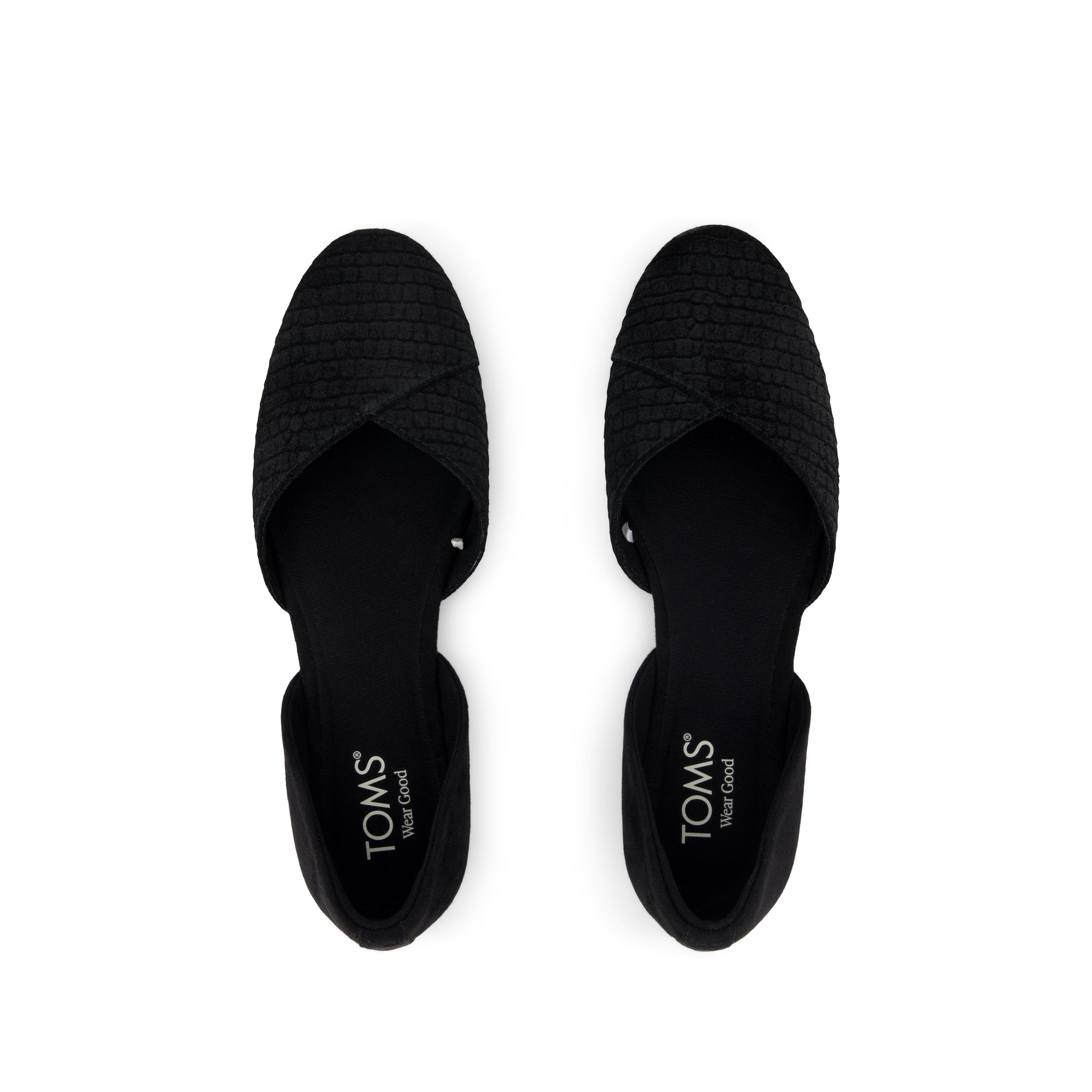 Gemma D'Orsay Flat - Black Croc Microsuede Top View