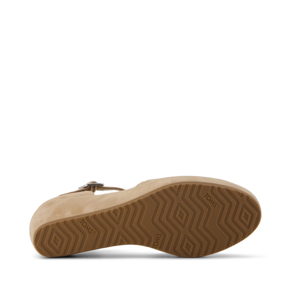 Gwyneth Wedge - Taupe Deco Stitch Microsuede Bottom Sole View
