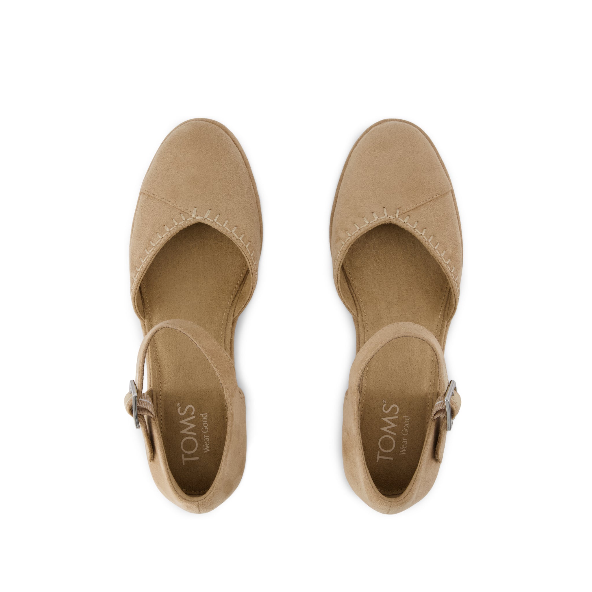 Gwyneth Wedge - Taupe Deco Stitch Microsuede Top View