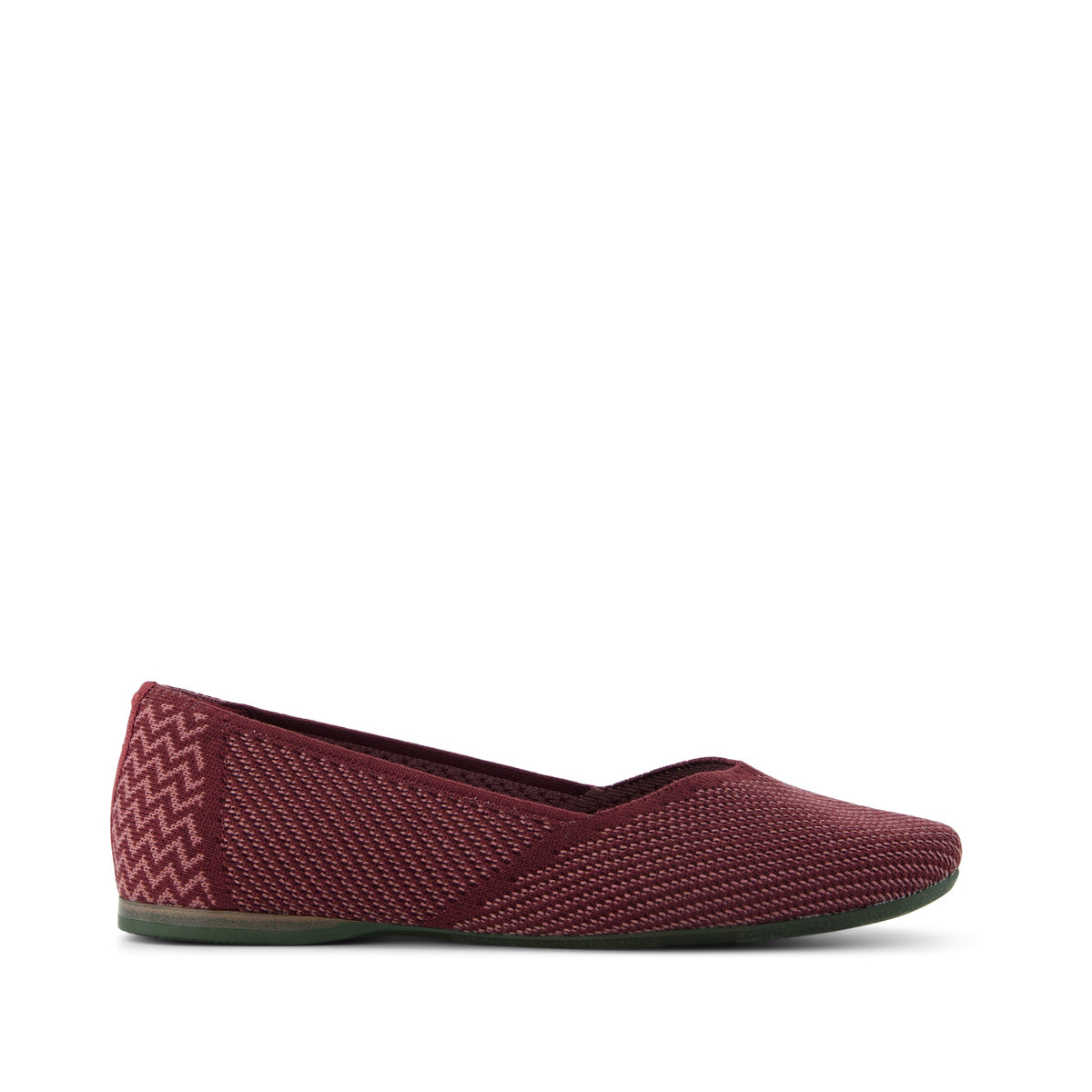 Gemma Flat - Burgundy Engineered Knit Side View