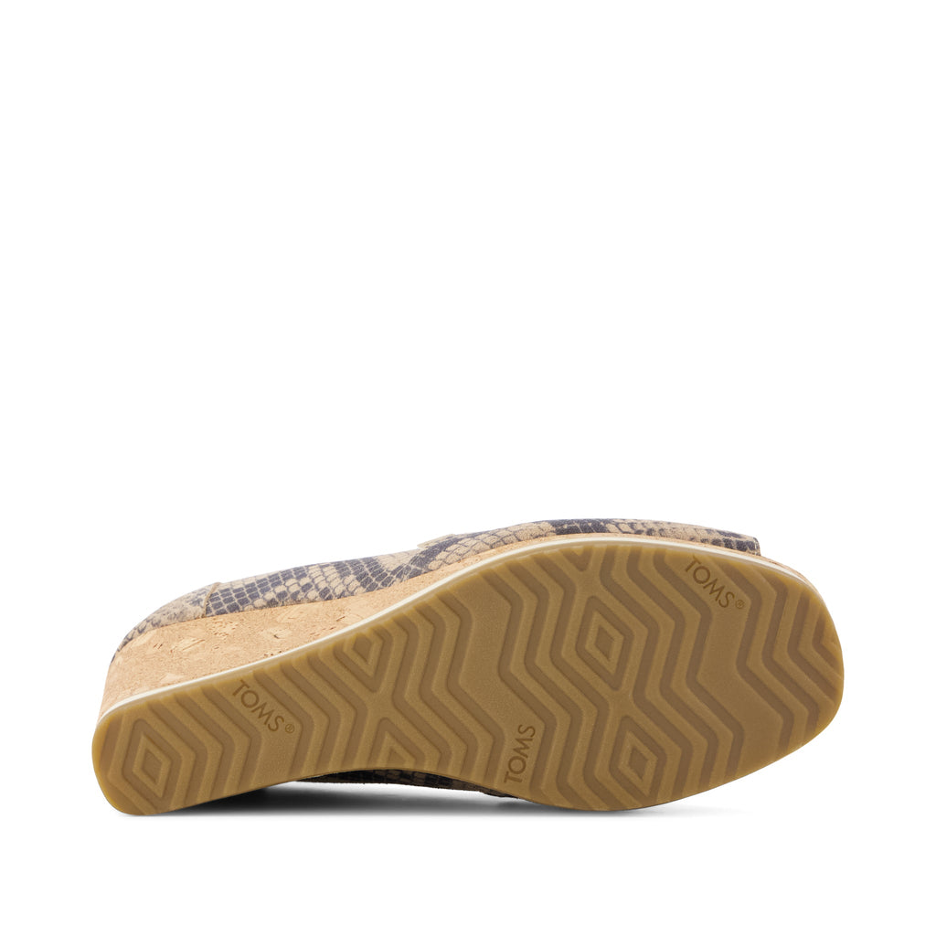 Essential Wedge - Taupe Snake Print Suede Bottom Sole View