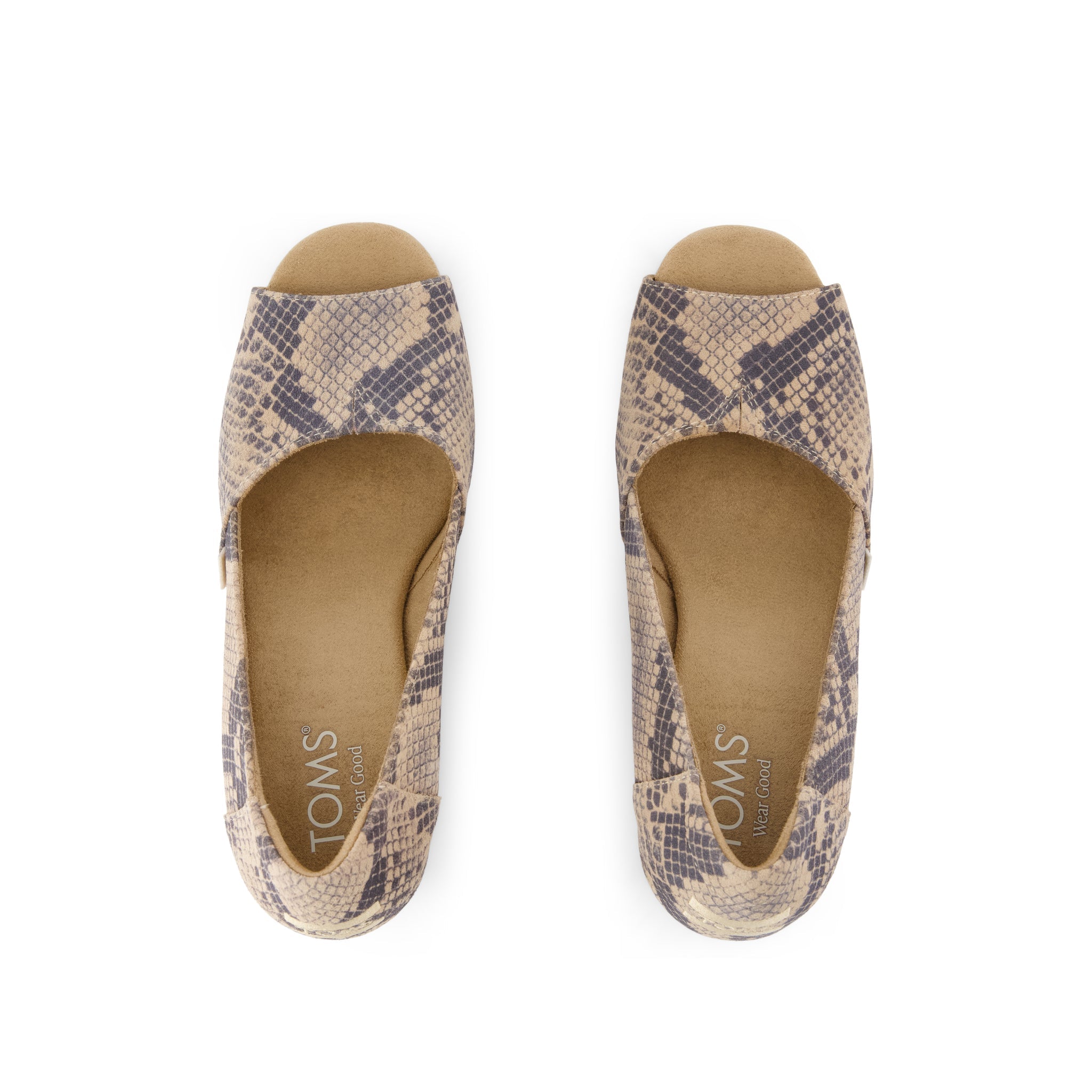 Essential Wedge - Taupe Snake Print Suede Top View