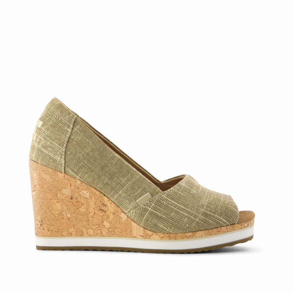 Essential Wedge - Gold Shimmer Crosshatch Side View