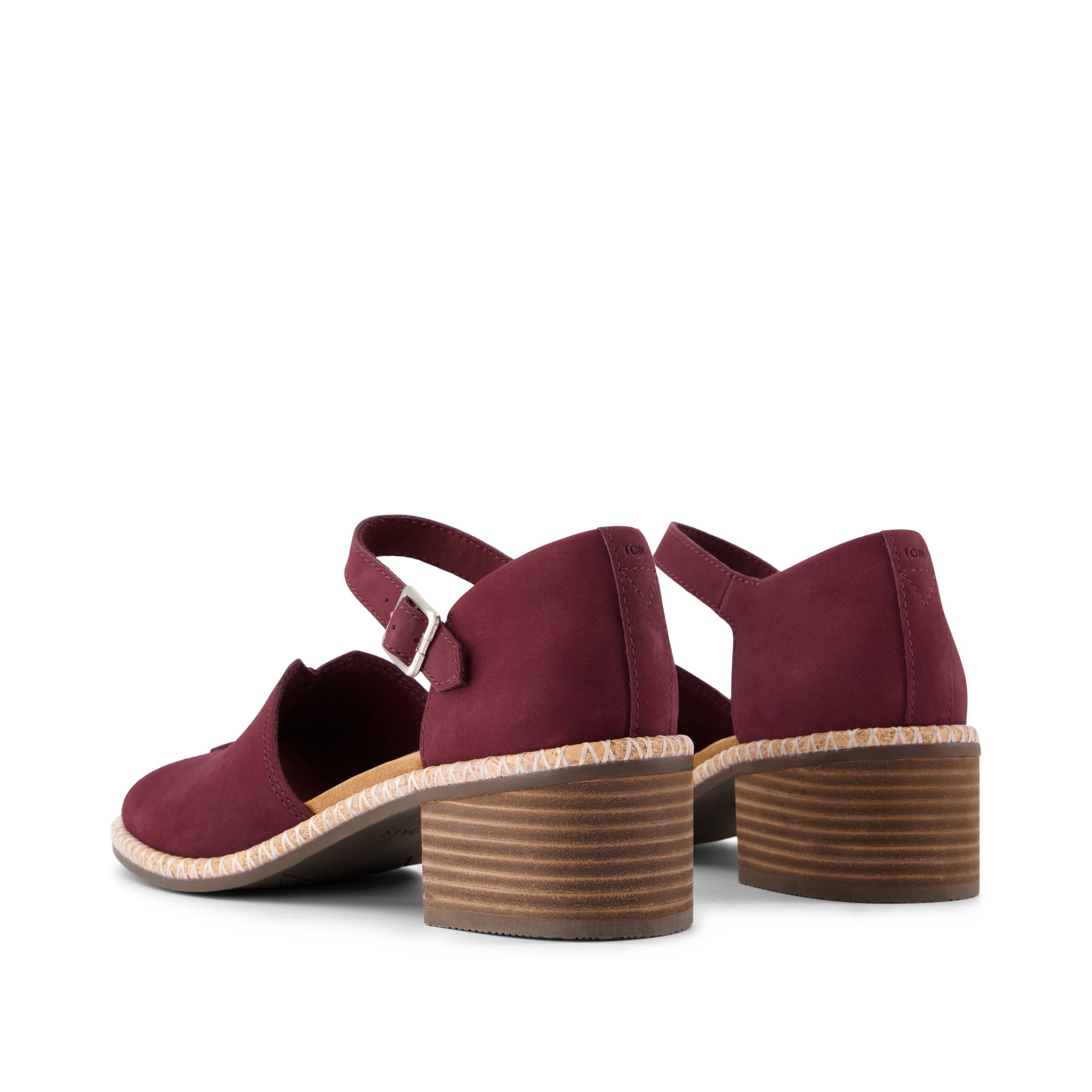 Ines Heel - Burgundy Nubuck Leather Back View