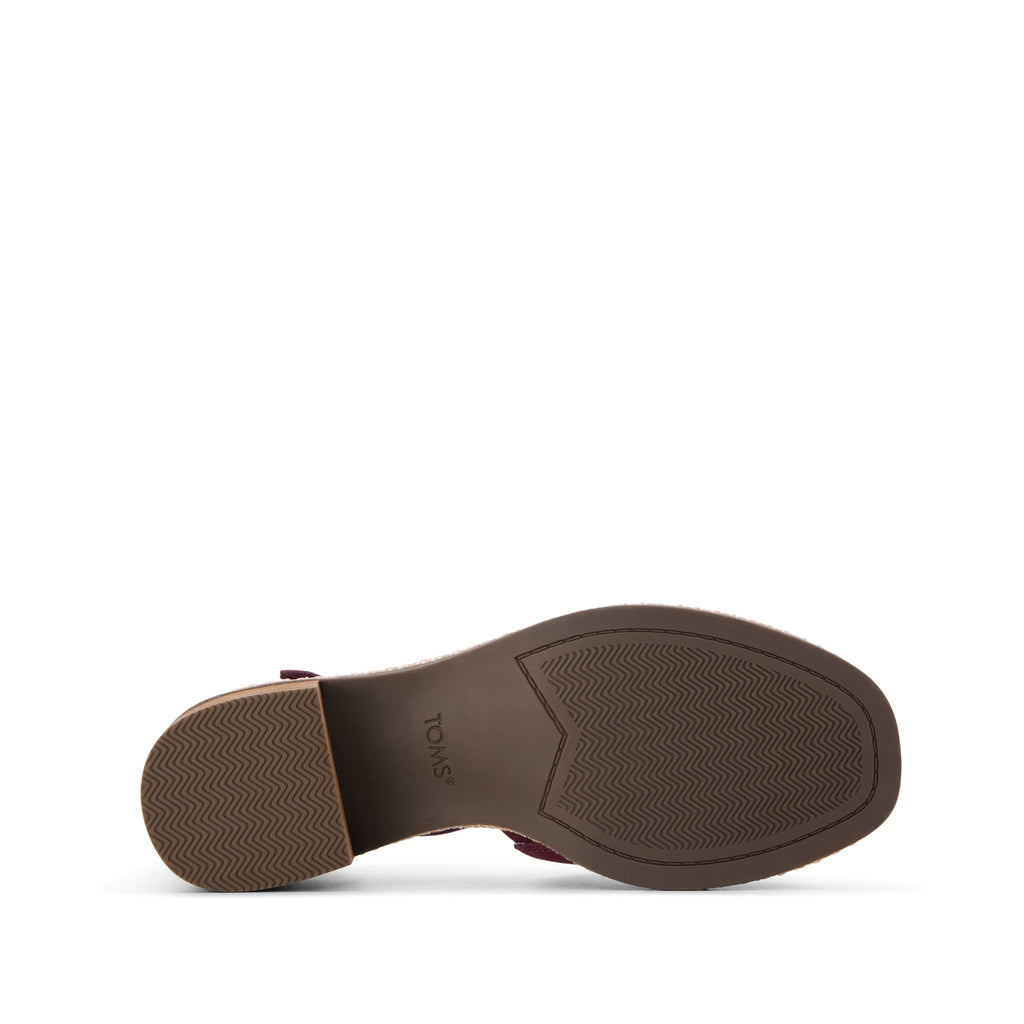 Ines Heel - Burgundy Nubuck Leather Bottom Sole View