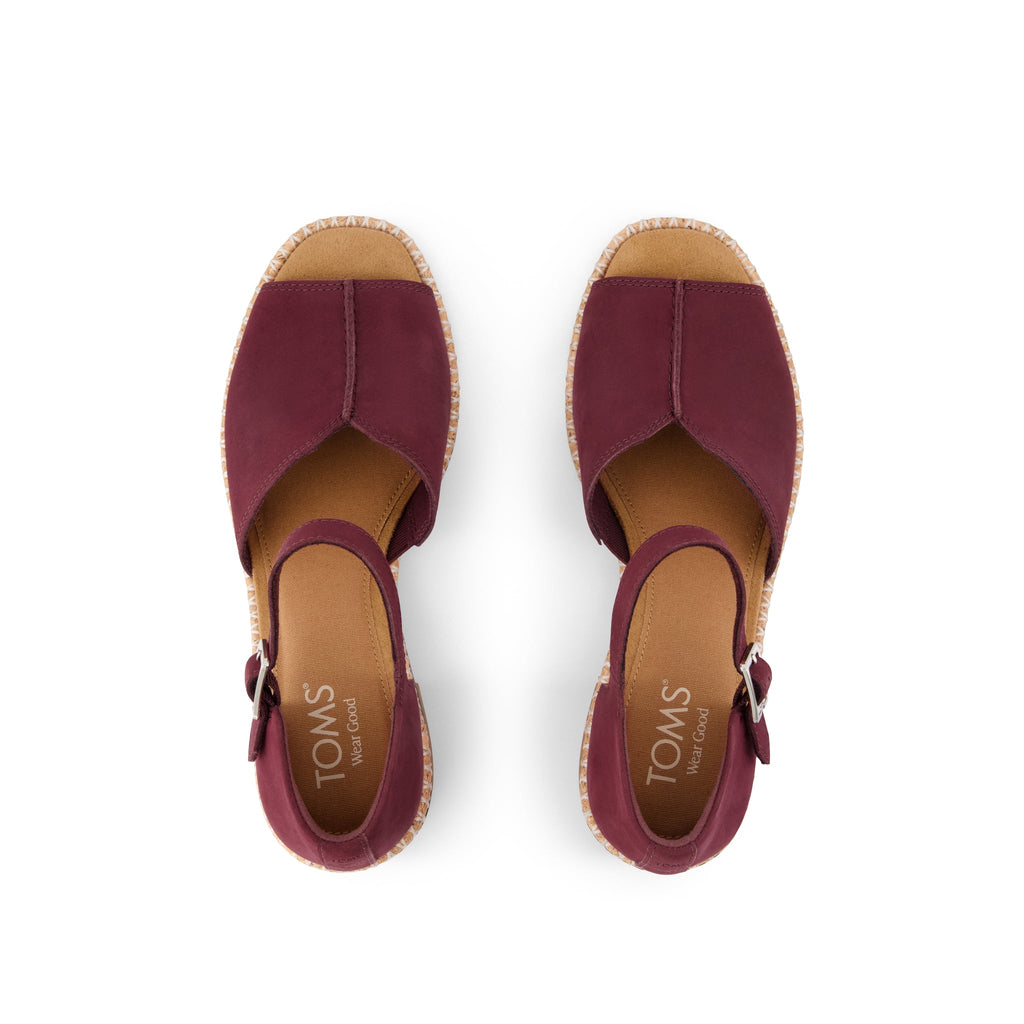Ines Heel - Burgundy Nubuck Leather Top View