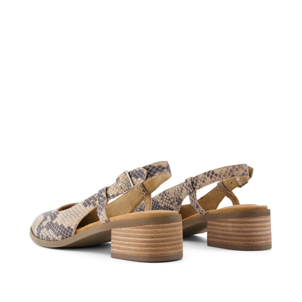 Jaclyn Slingback Heel - Taupe Snake Print Suede Back View