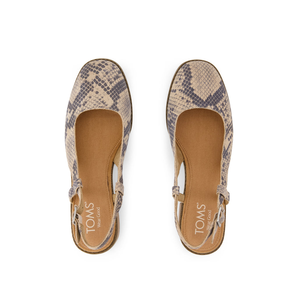 Jaclyn Slingback Heel - Taupe Snake Print Suede Top View