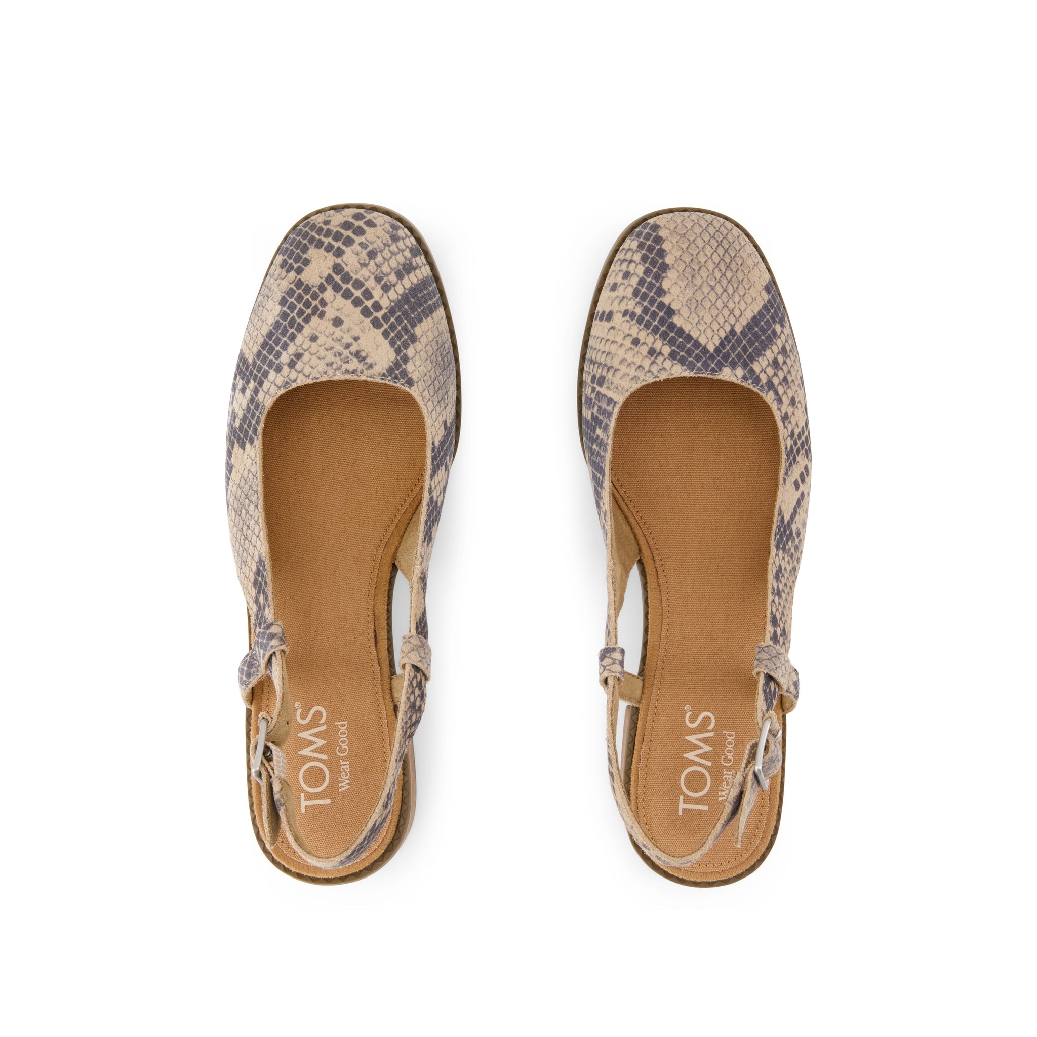 Jaclyn Slingback Heel - Taupe Snake Print Suede Top View