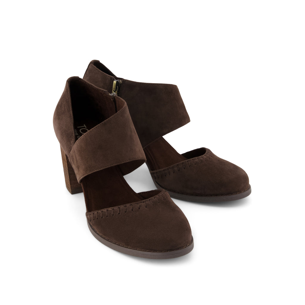 Milan Nova Heel - Chocolate Brown Kid Suede Front View