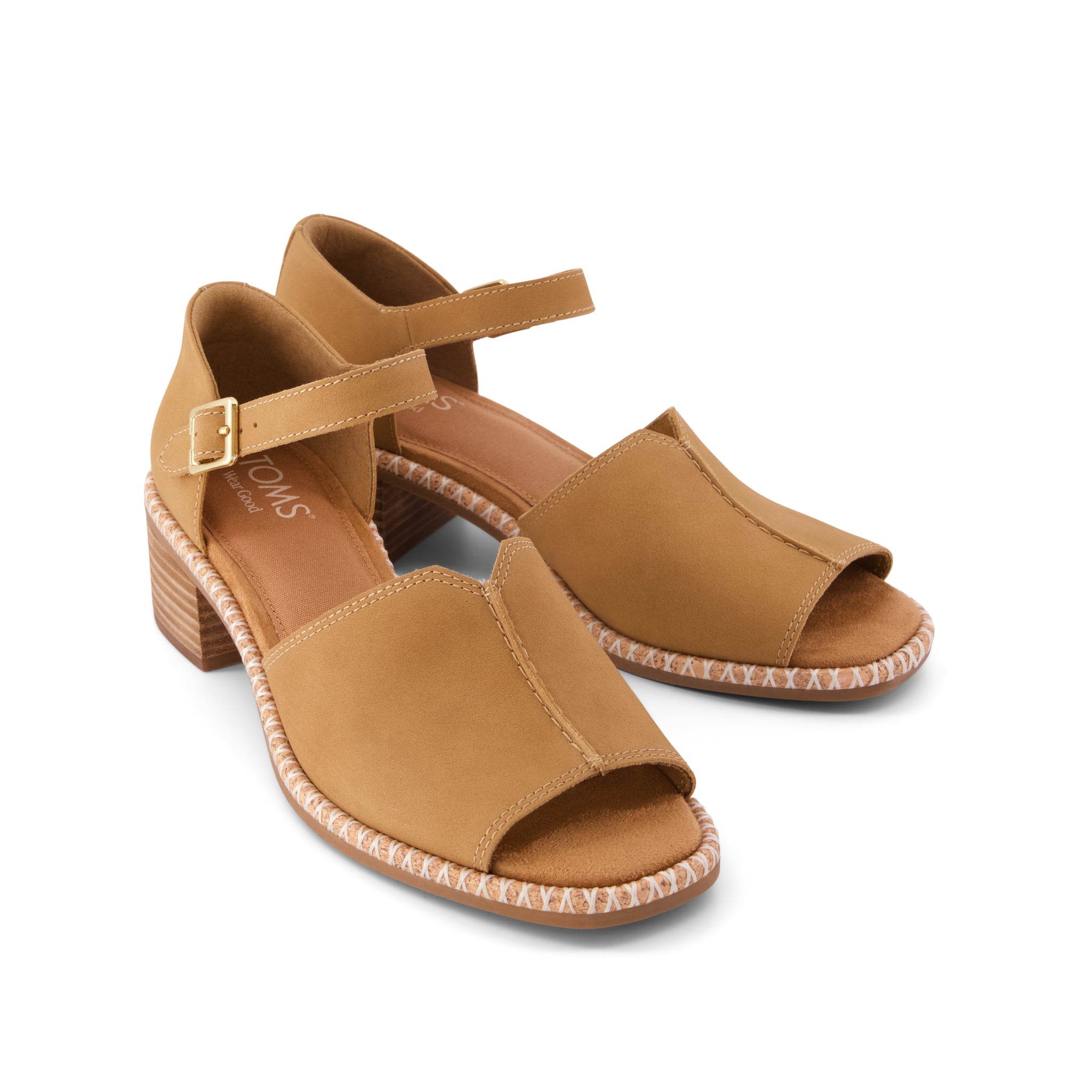 Ines Heel - Toffee Nubuck Leather Front View