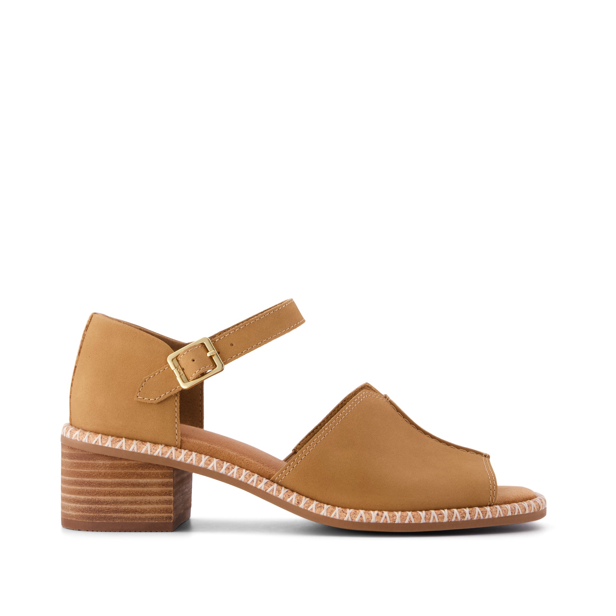 Ines Heel - Toffee Nubuck Leather Side View