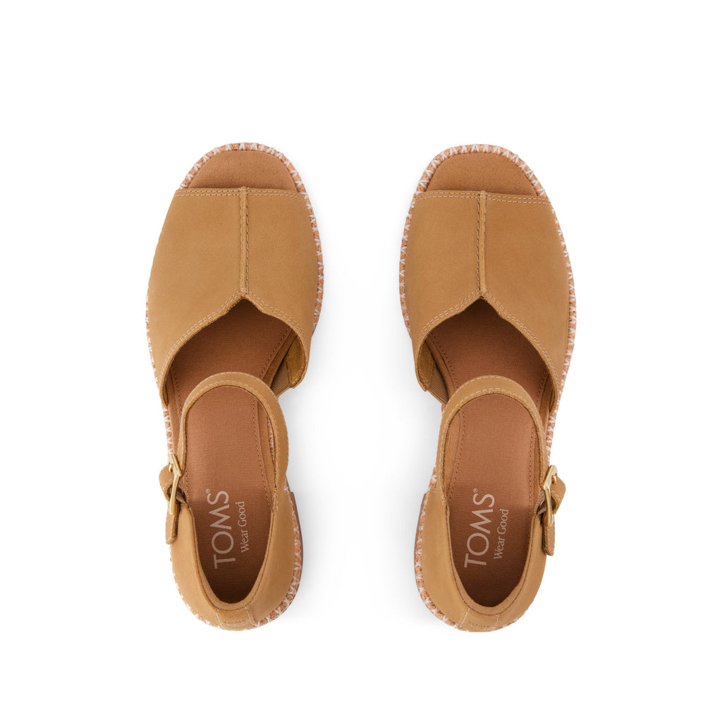 Ines Heel - Toffee Nubuck Leather Top View