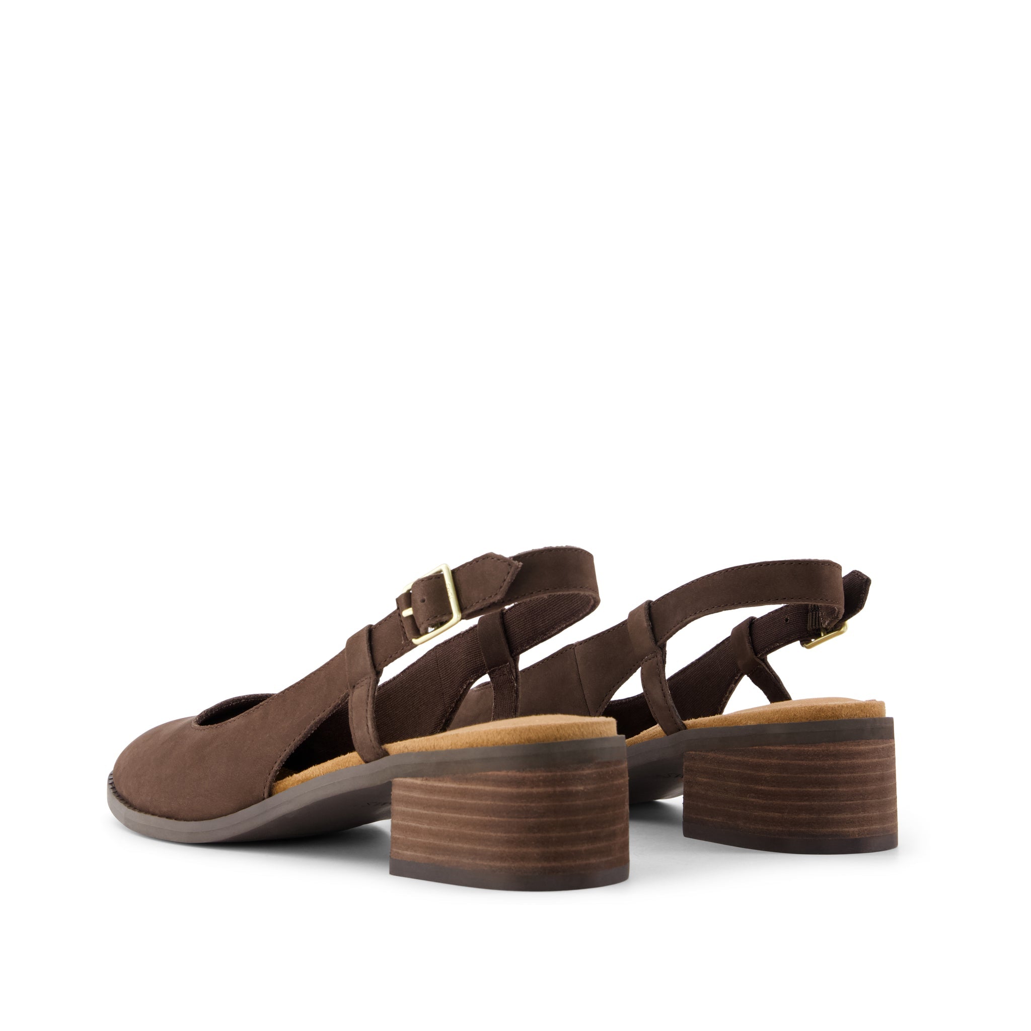 Jaclyn Slingback Heel - Chocolate Brown Nubuck Leather Back View