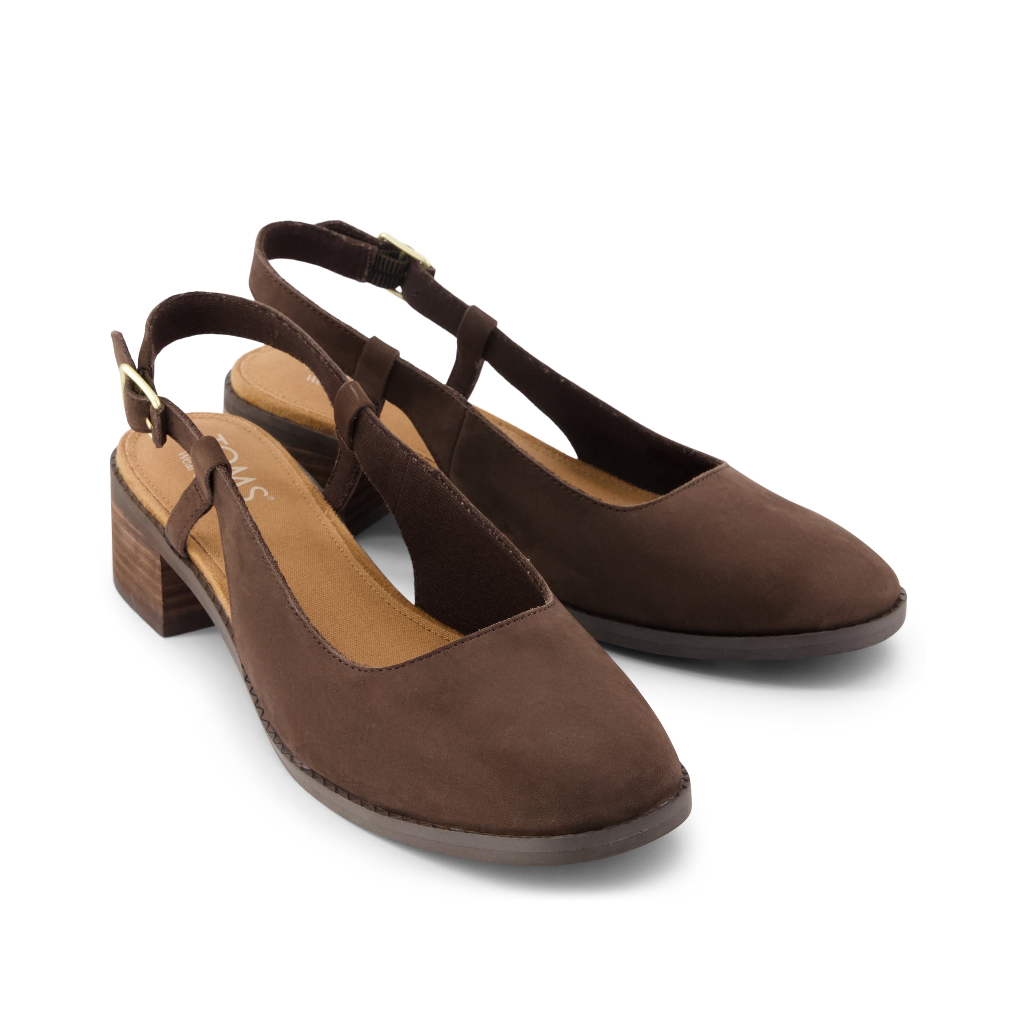 Jaclyn Slingback Heel - Chocolate Brown Nubuck Leather Front View