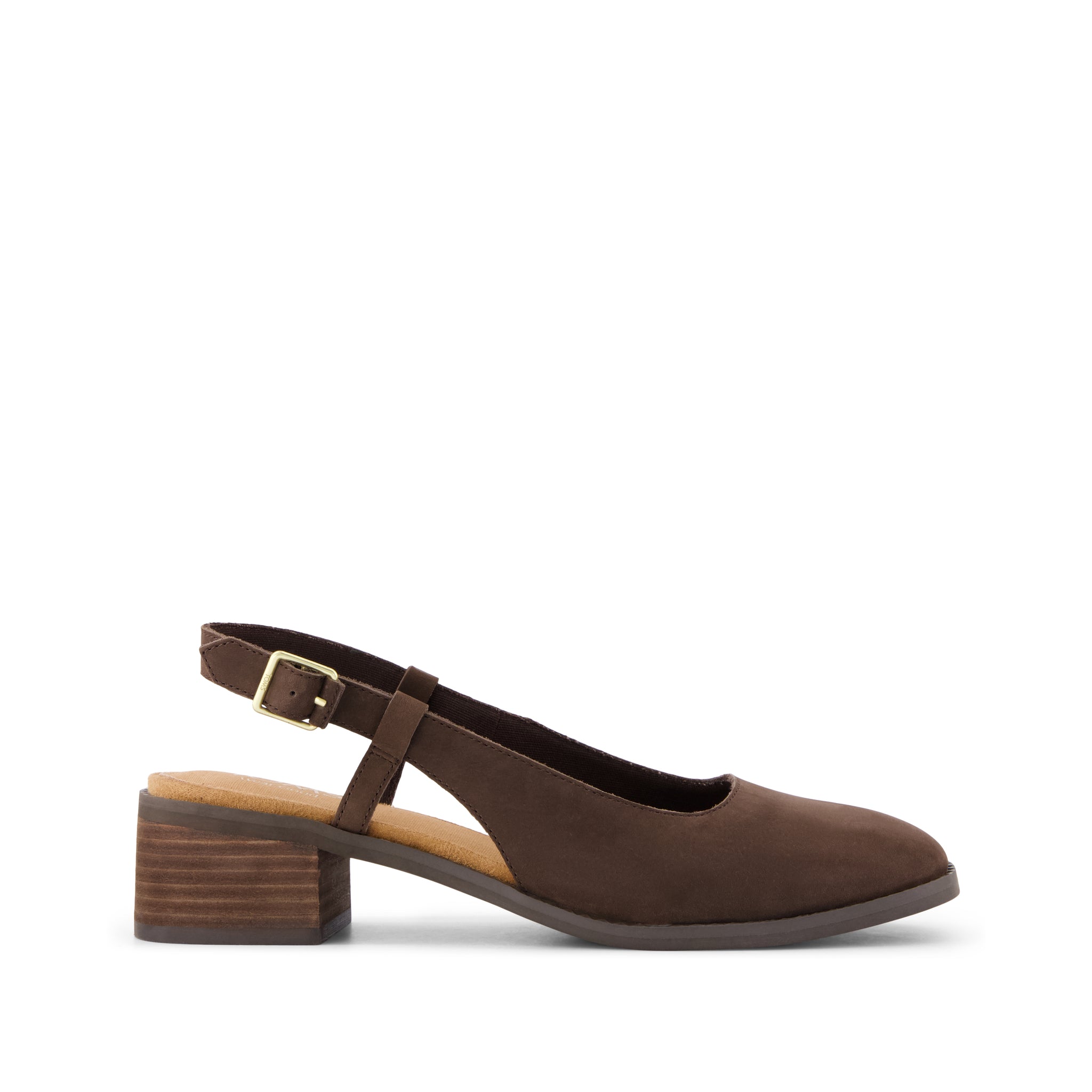 Jaclyn Slingback Heel - Chocolate Brown Nubuck Leather Side View