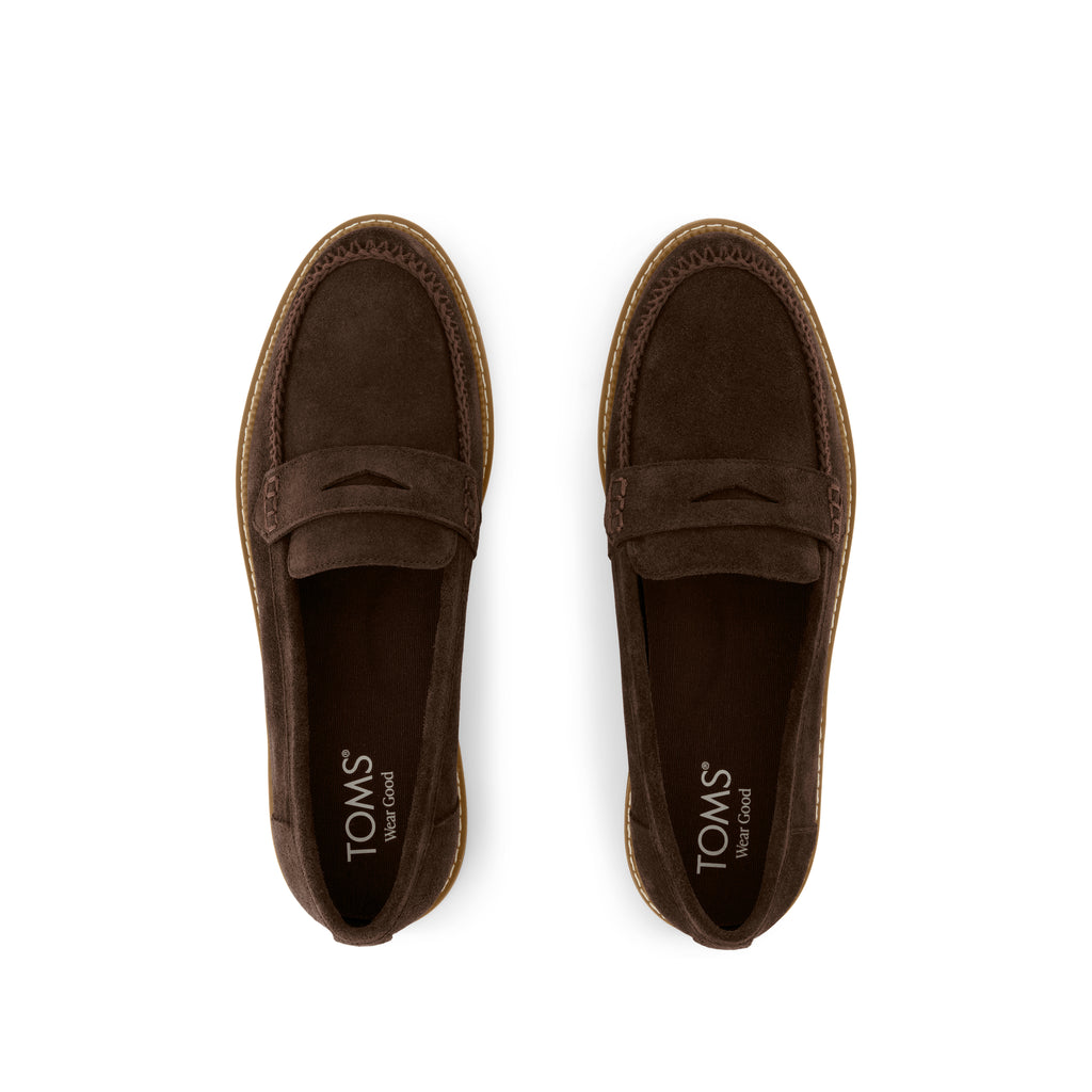 Marie Loafer - Chocolate Brown Deco Stich Suede Top View