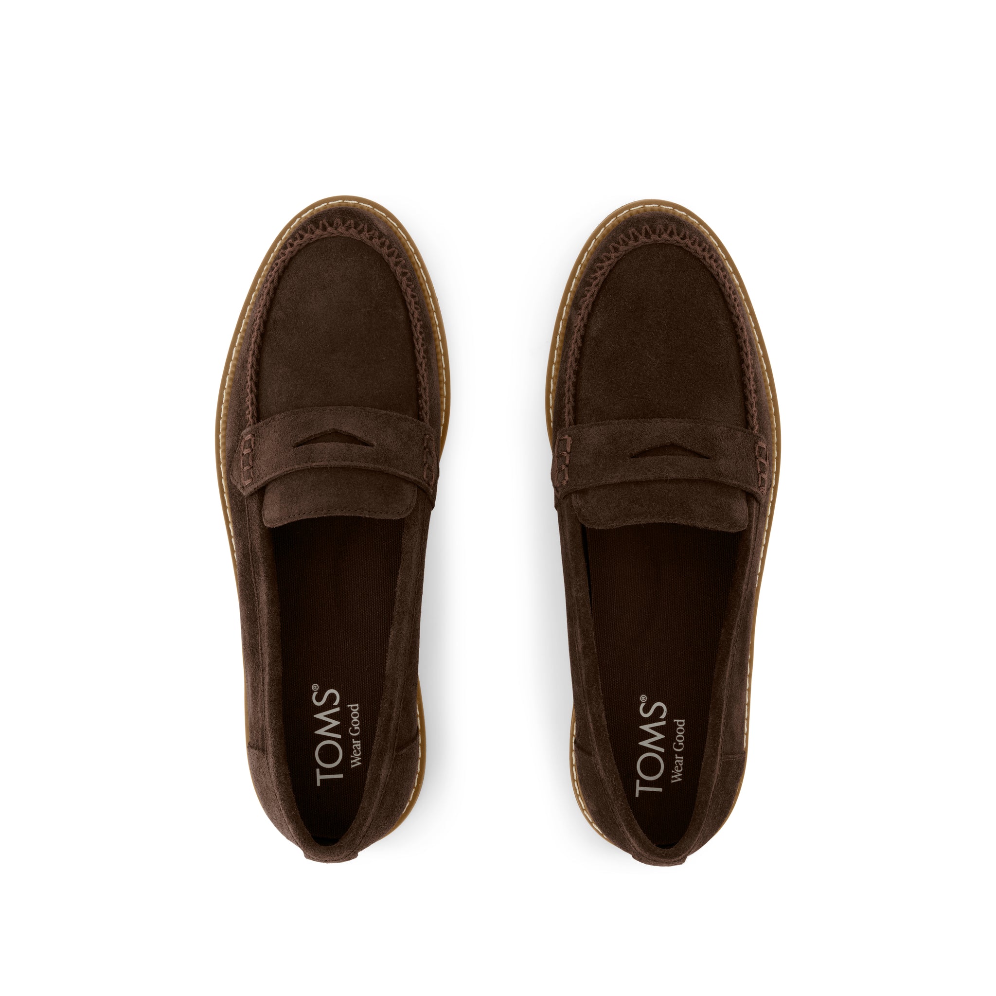 Marie Loafer - Chocolate Brown Deco Stich Suede Top View