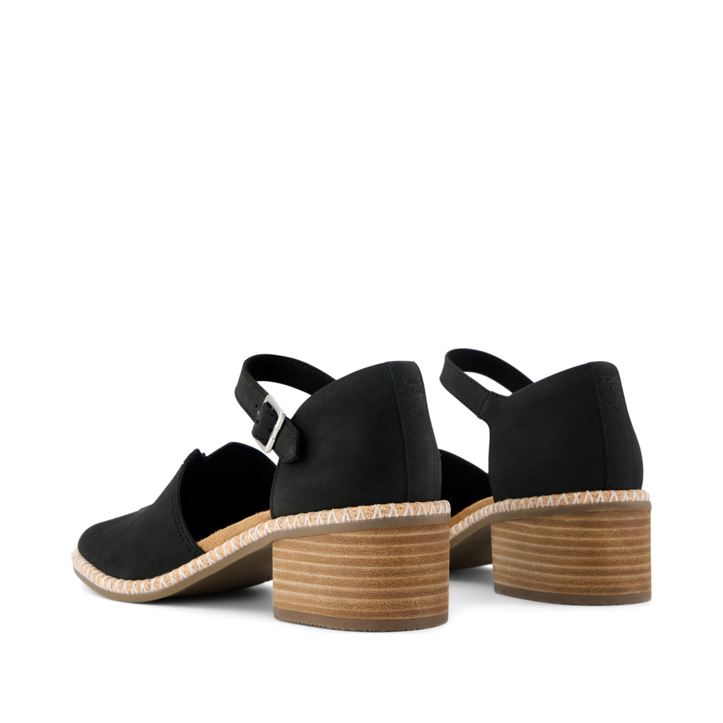 Ines Heel - Black Nubuck Leather Back View
