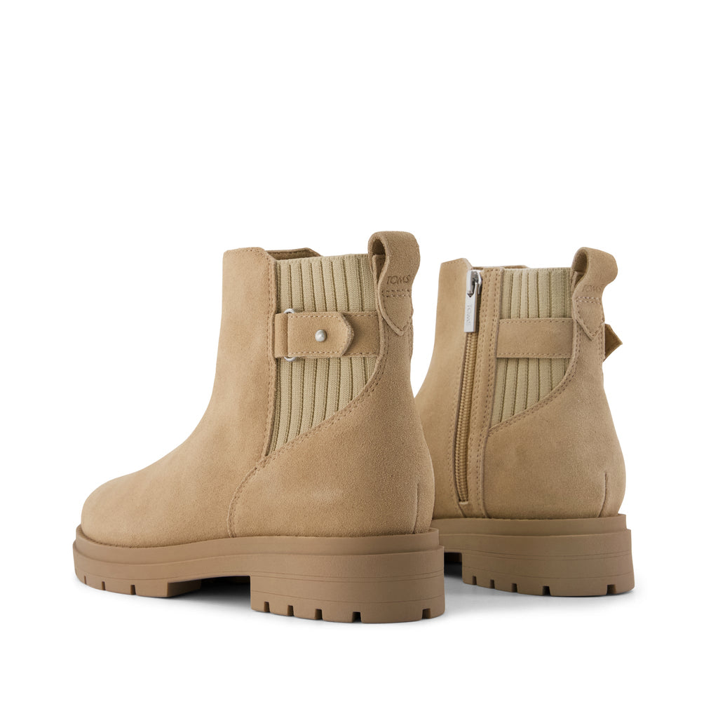 Astrid Boot - Water Repellent Taupe Suede Back View
