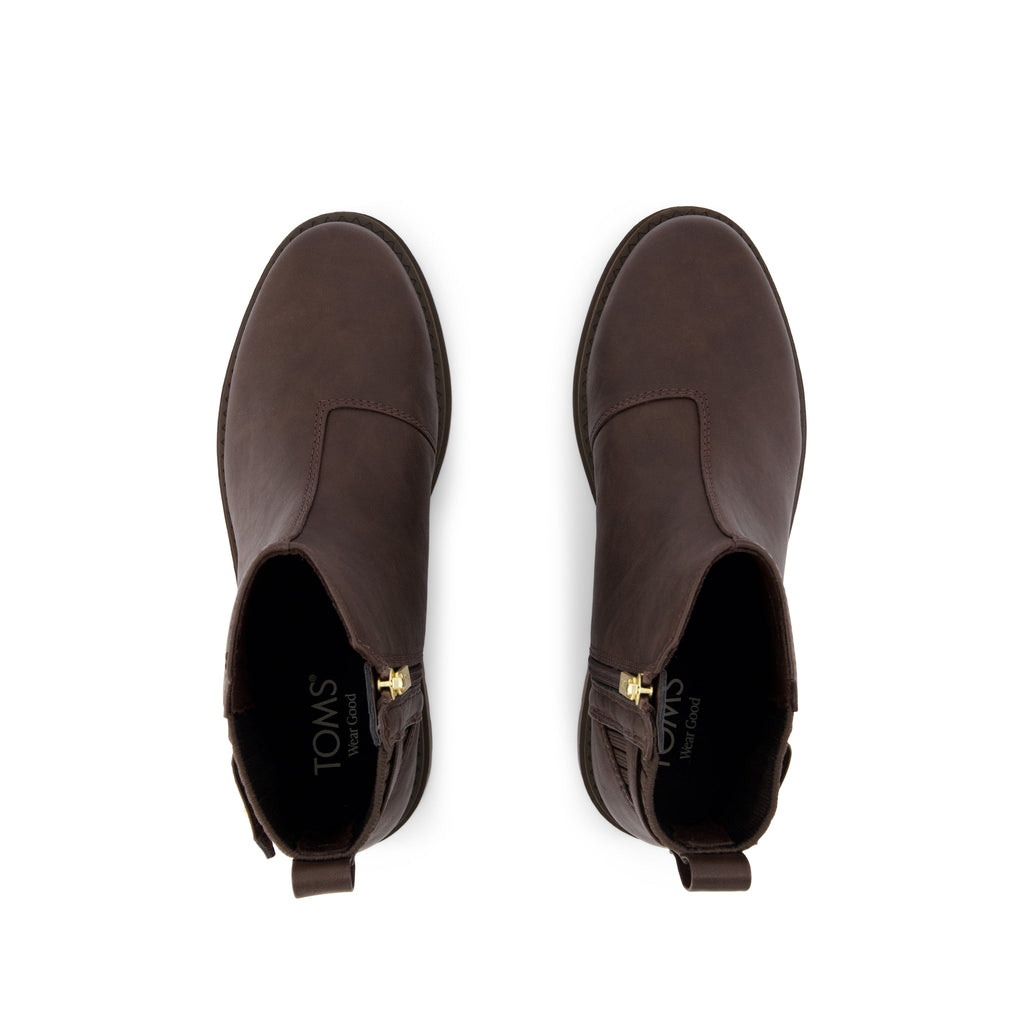 Astrid Boot - Water Repellent Chocolate Brown Faux Leather Top View
