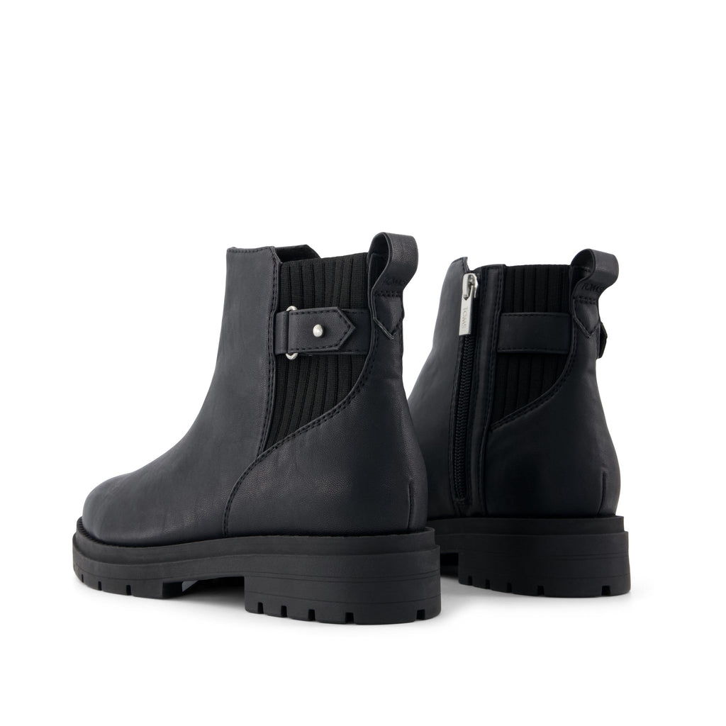 Astrid Boot - Water Repellent Black Faux Leather Back View