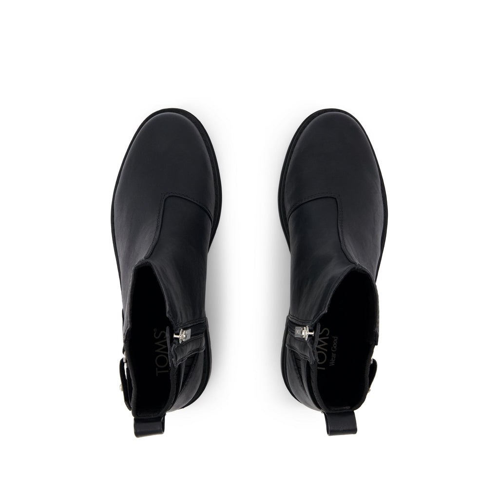 Astrid Boot - Water Repellent Black Faux Leather Top View