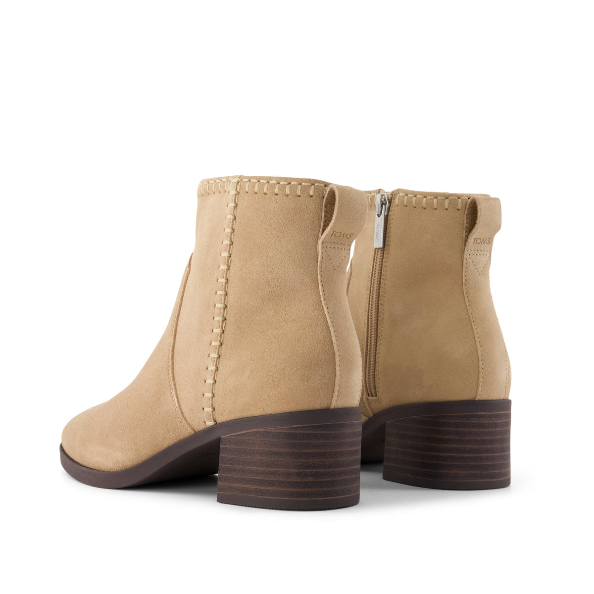 Delilah Heeled Boot - Water Repellent Taupe Suede Back View