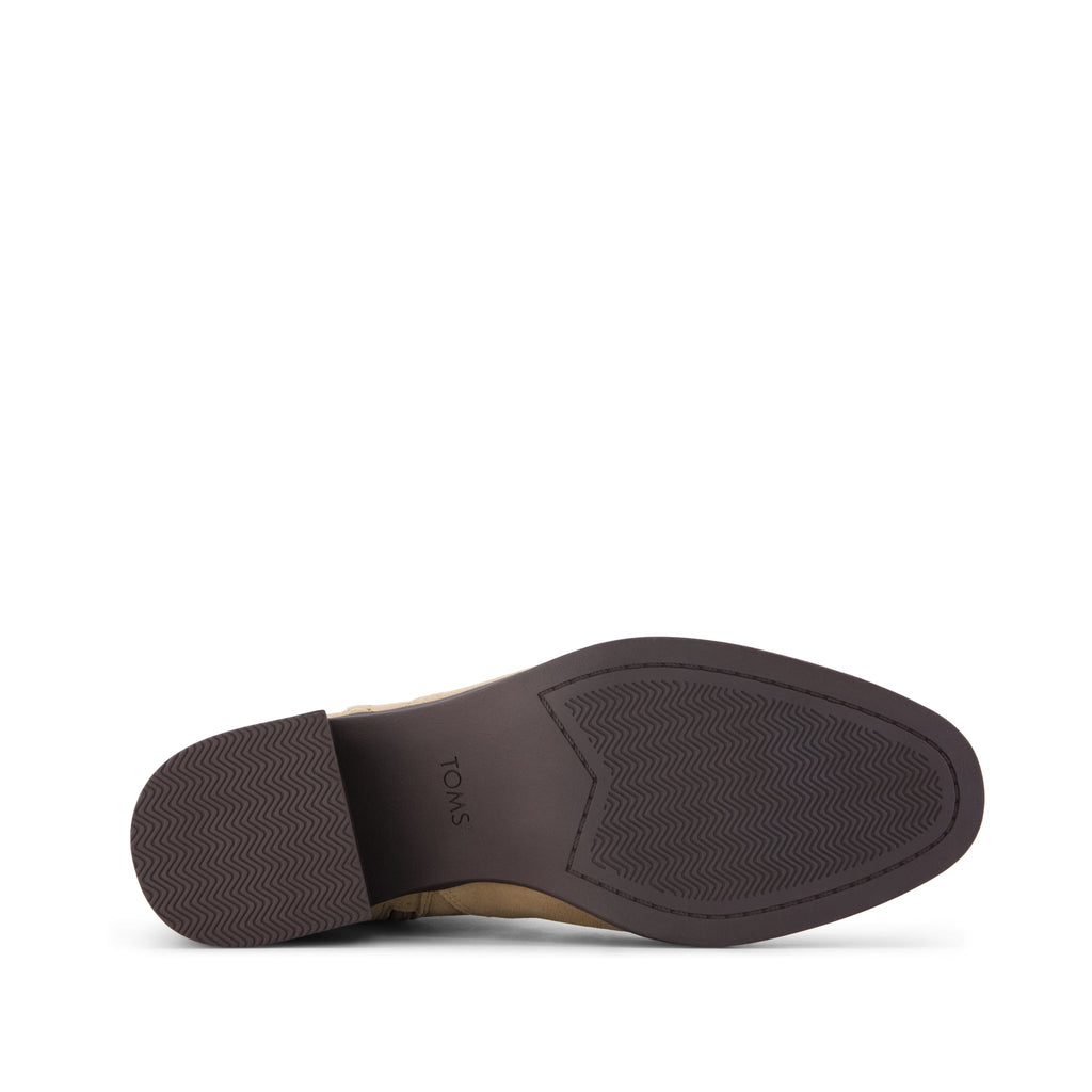 Delilah Heeled Boot - Water Repellent Taupe Suede Bottom Sole View