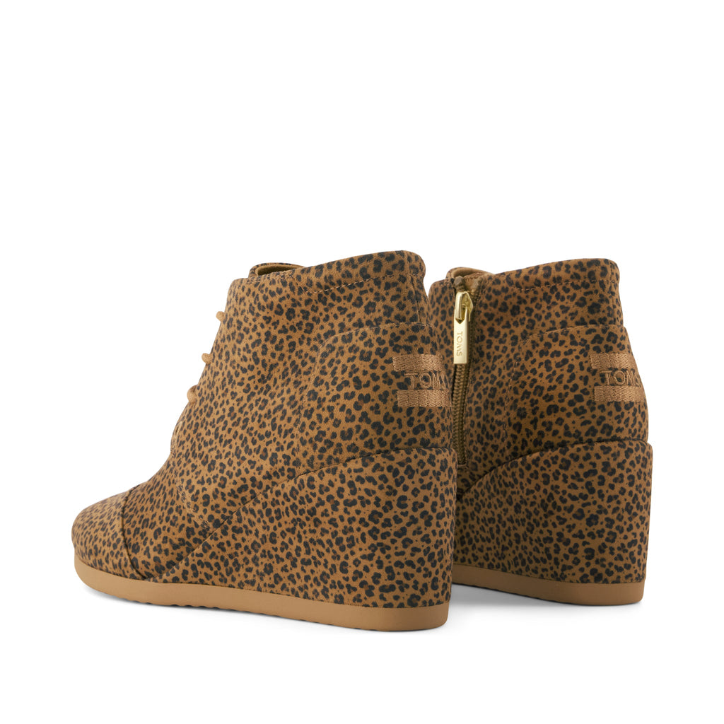 Desert Wedge Ankle Bootie - Toffee Micro Leopard Print Back View