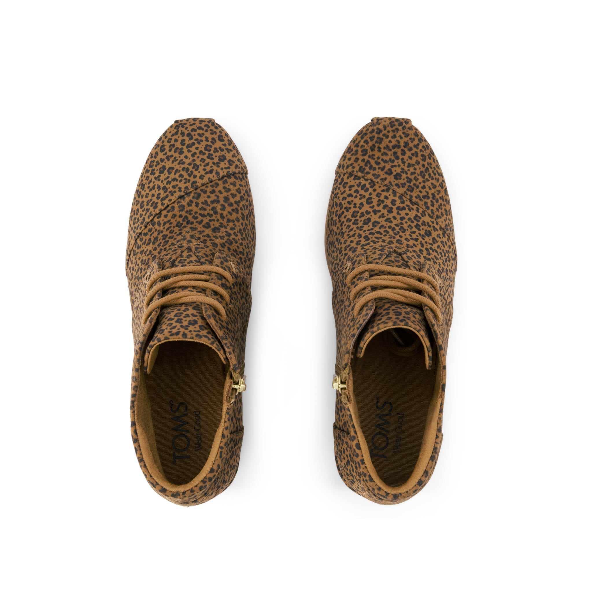 Desert Wedge Ankle Bootie - Toffee Micro Leopard Print Top View