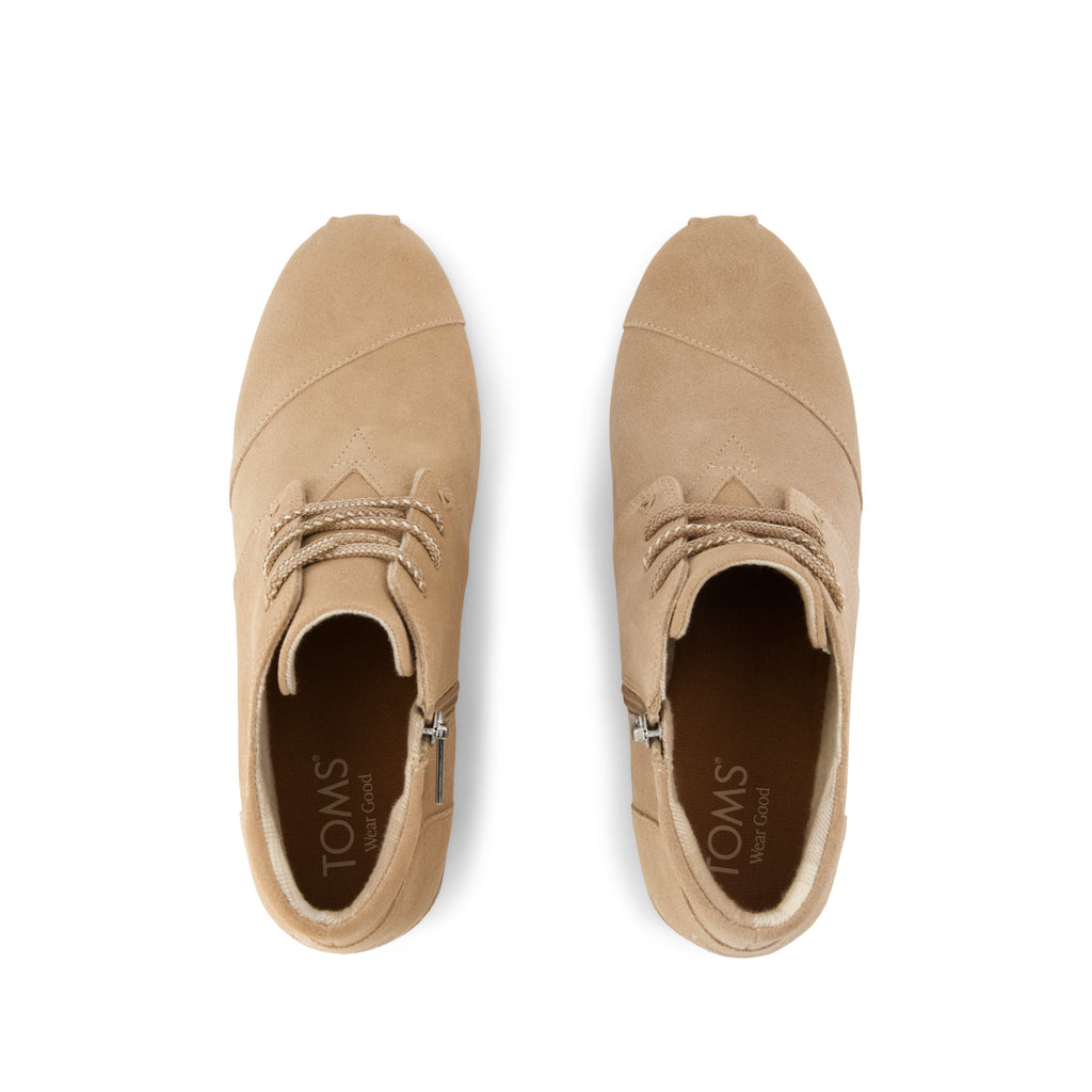Desert Wedge Ankle Bootie - Taupe Suede Top View
