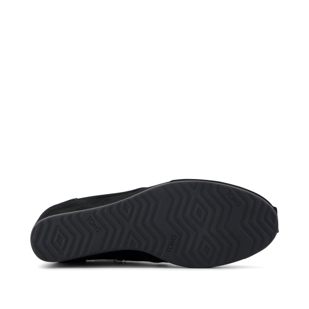 Desert Wedge Ankle Bootie - Black Suede Bottom Sole View