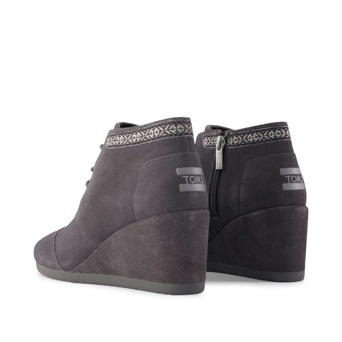 Desert Wedge Ankle Bootie - Forged Iron Suede Back View