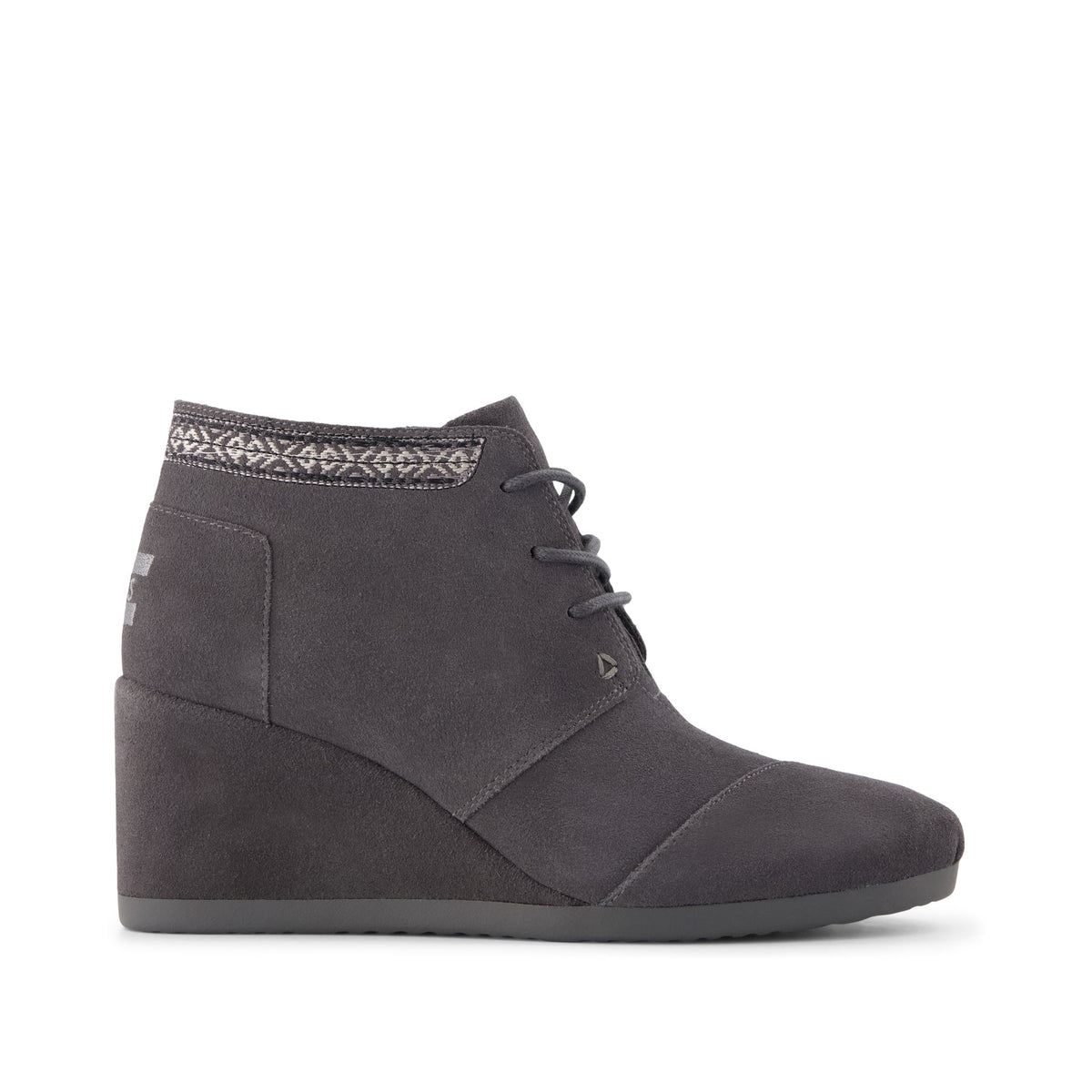 Desert Wedge Ankle Bootie - Forged Iron Suede Side View