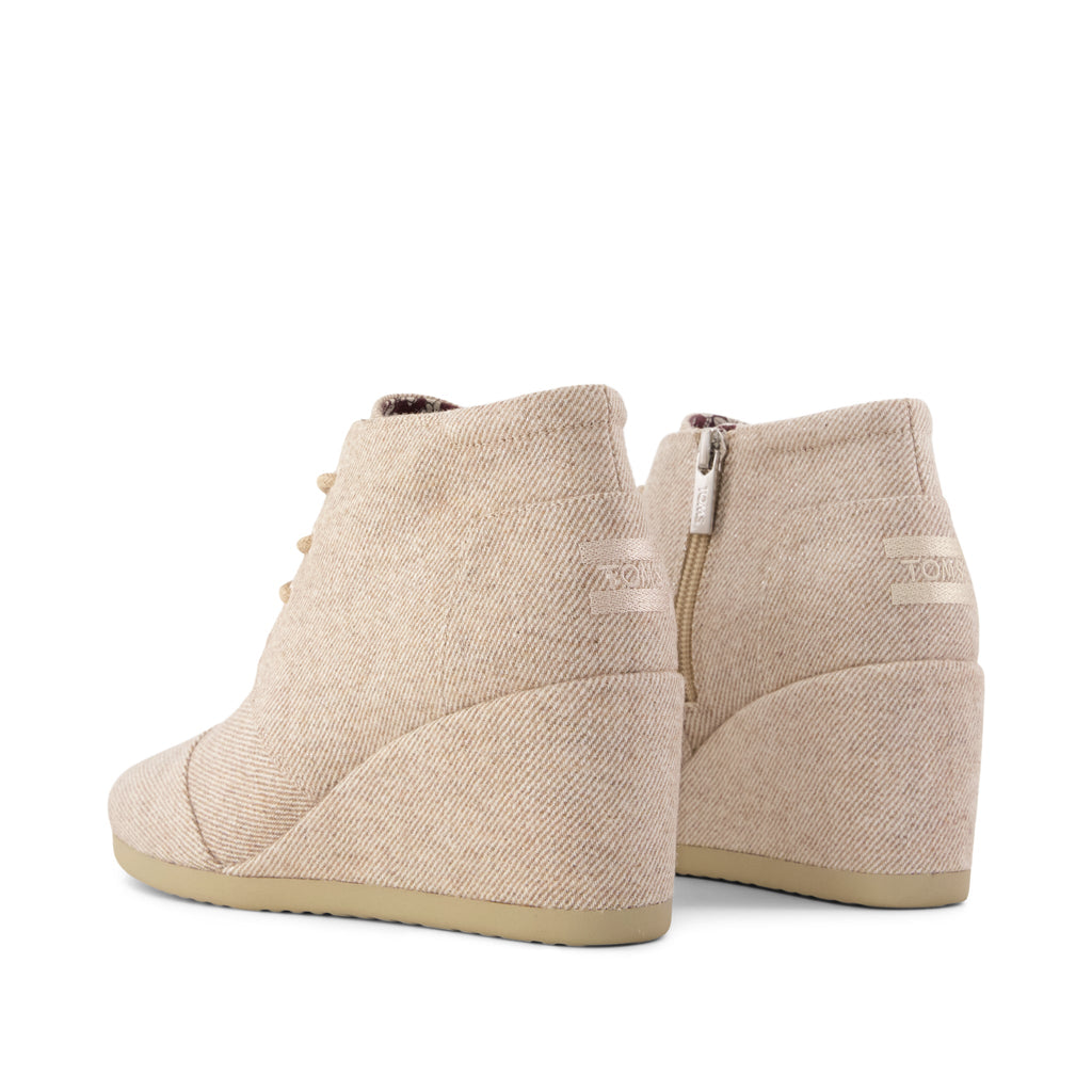 Desert Wedge Ankle Bootie - Natural Shimmer Twill Back View