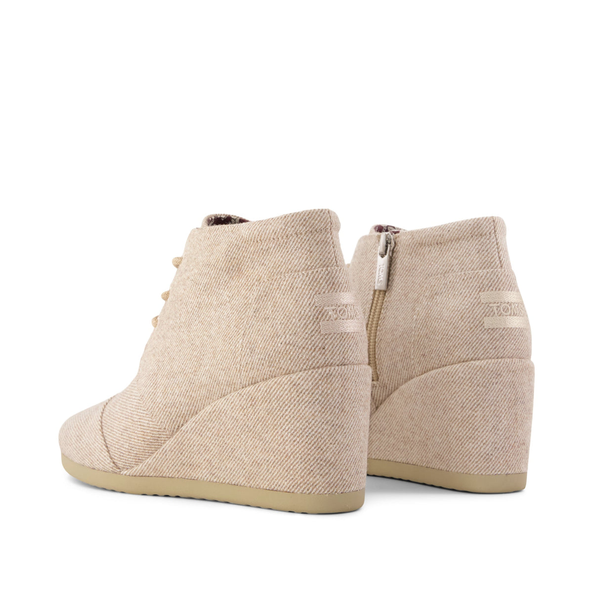 Desert Wedge Ankle Bootie - Natural Shimmer Twill Back View