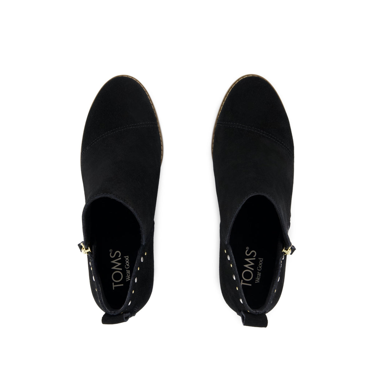 Goldie Wedge Ankle Bootie - Black Suede w/ Studs Top View