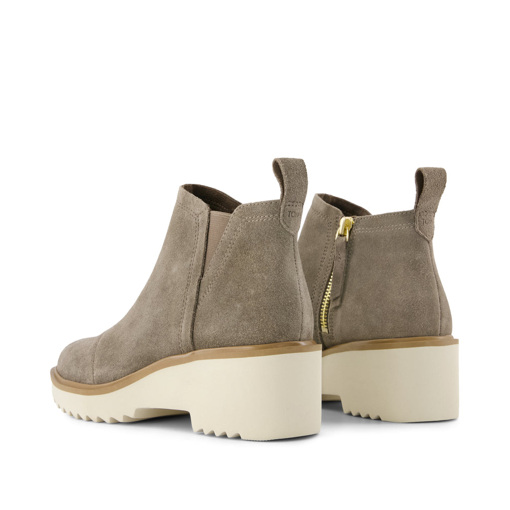 Maude Wedge Boot - Canteen Suede Back View