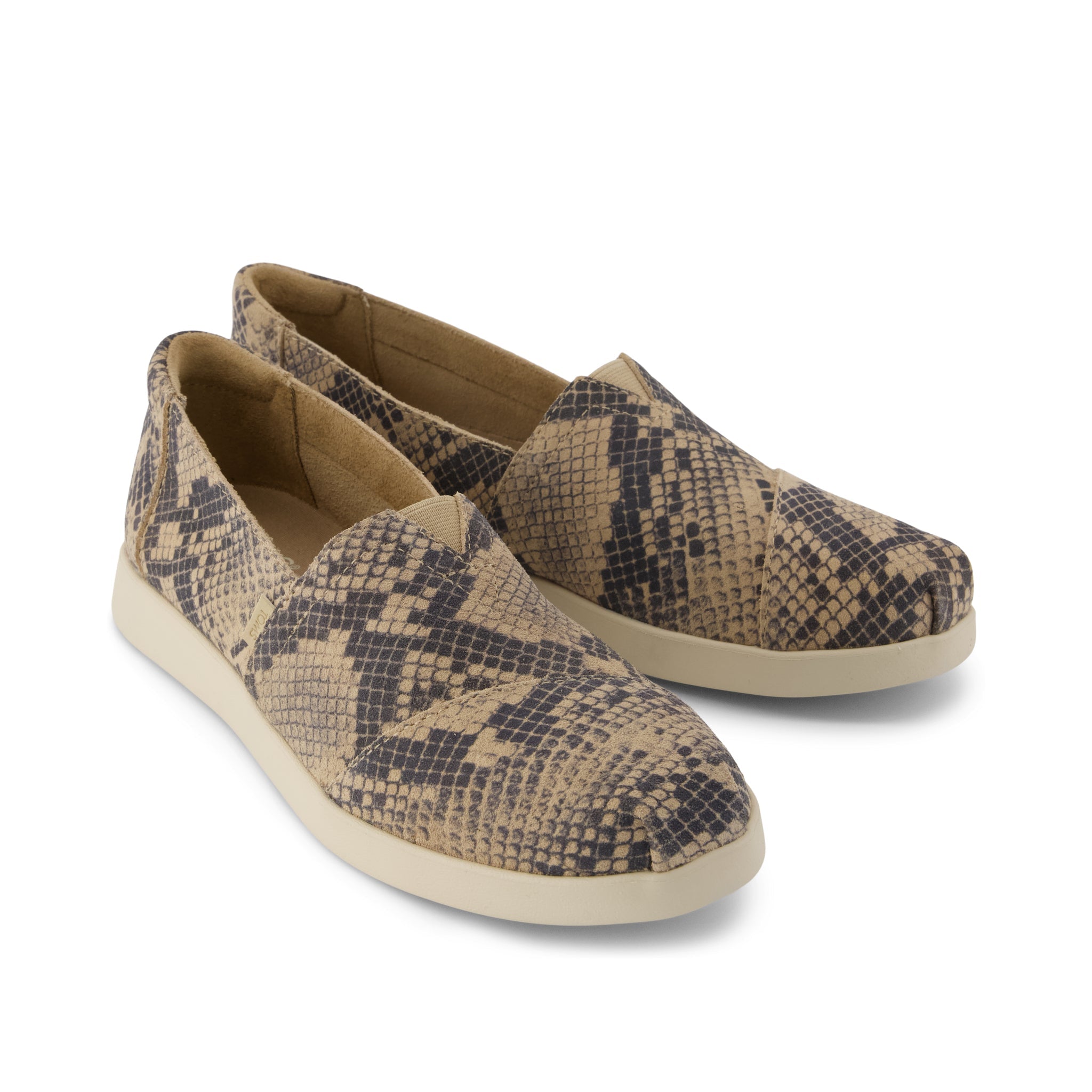 Alpargata Plus - Taupe Snake Print Suede Front View