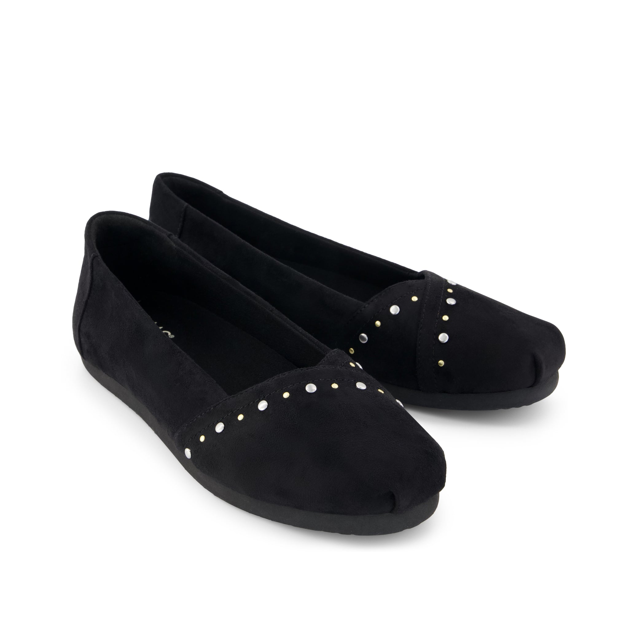 Alpargata Ballet Flat - Black Microsuede Front View