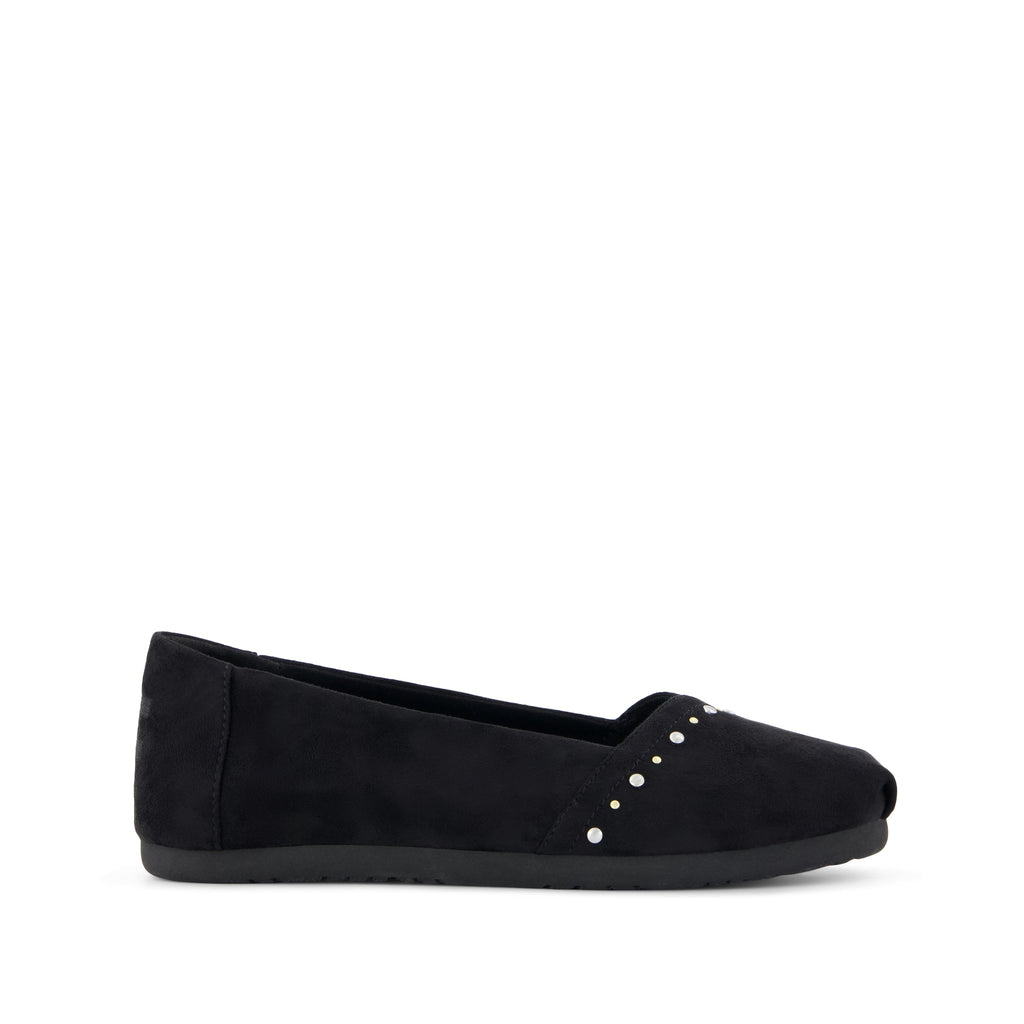 Alpargata Ballet Flat - Black Microsuede Side View