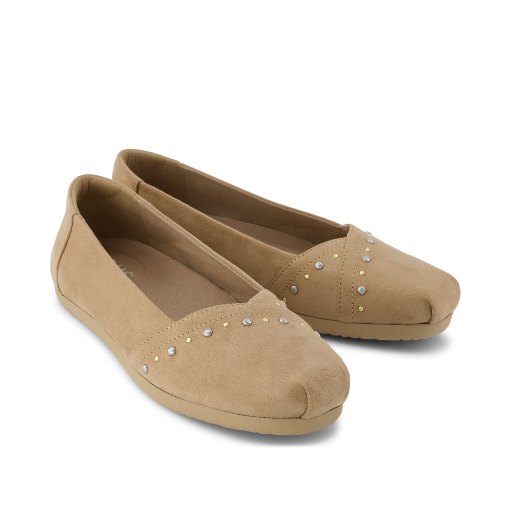 Alpargata Ballet Flat - Taupe Microsuede Front View