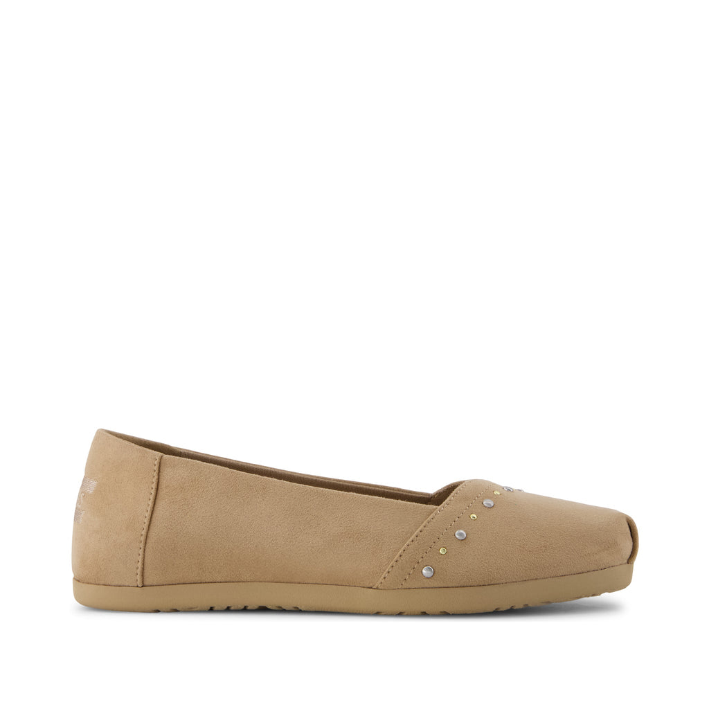 Alpargata Ballet Flat - Taupe Microsuede Side View
