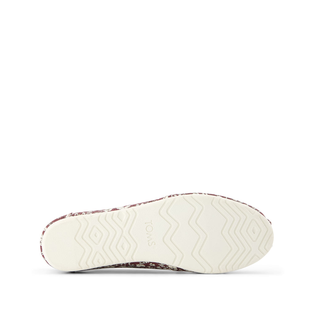 Alpargata Ballet Flat - Burgundy Floral Print Bottom Sole View