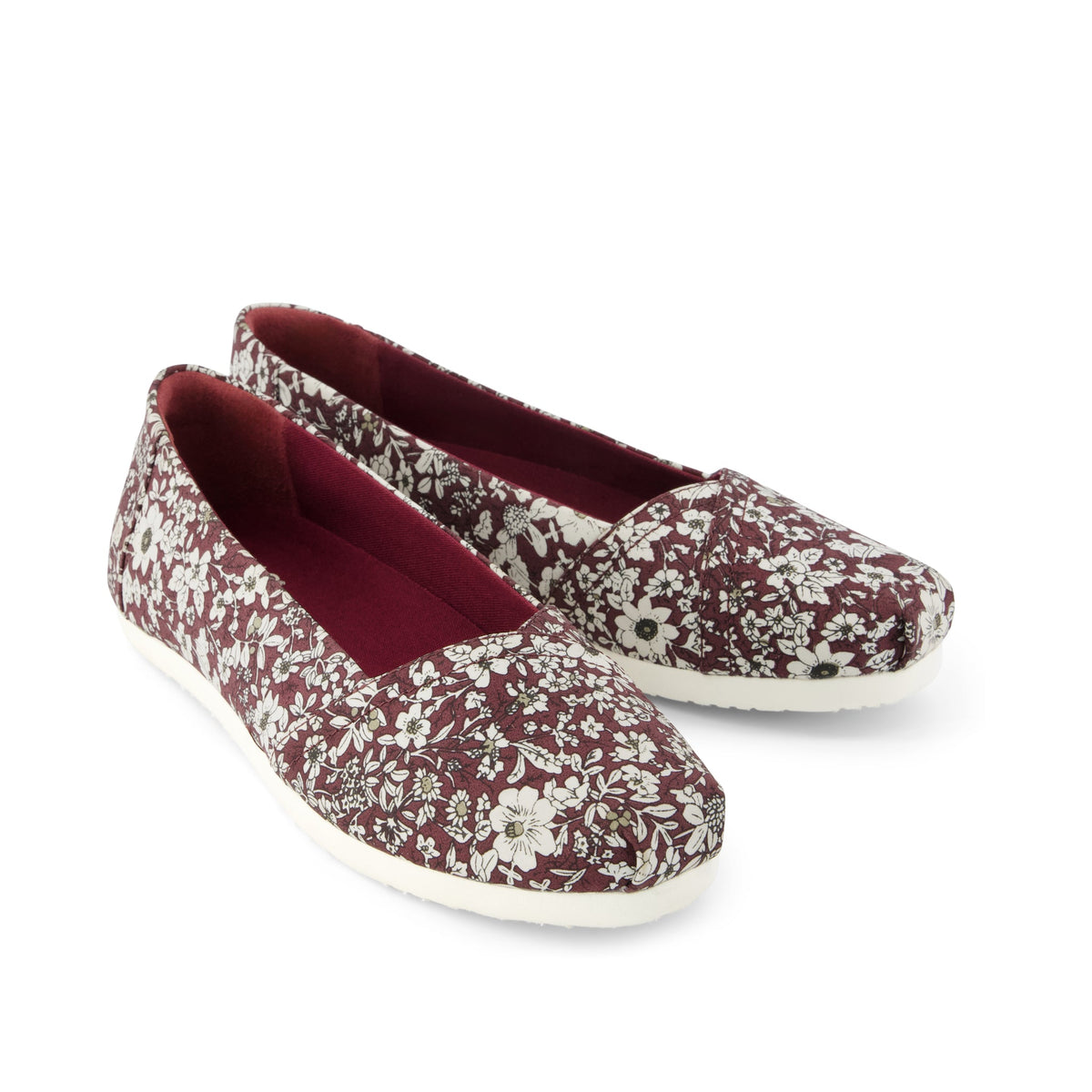 Alpargata Ballet Flat - Burgundy Floral Print Front View