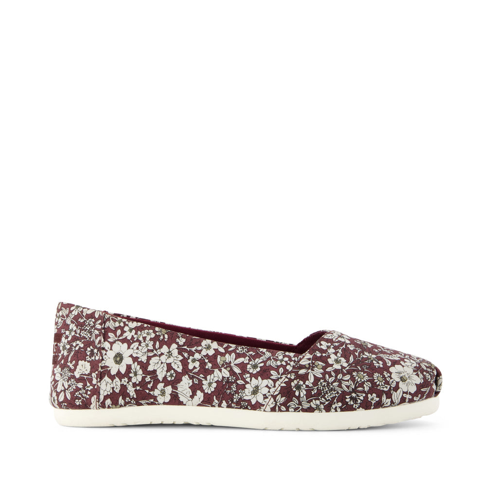 Alpargata Ballet Flat - Burgundy Floral Print Side View